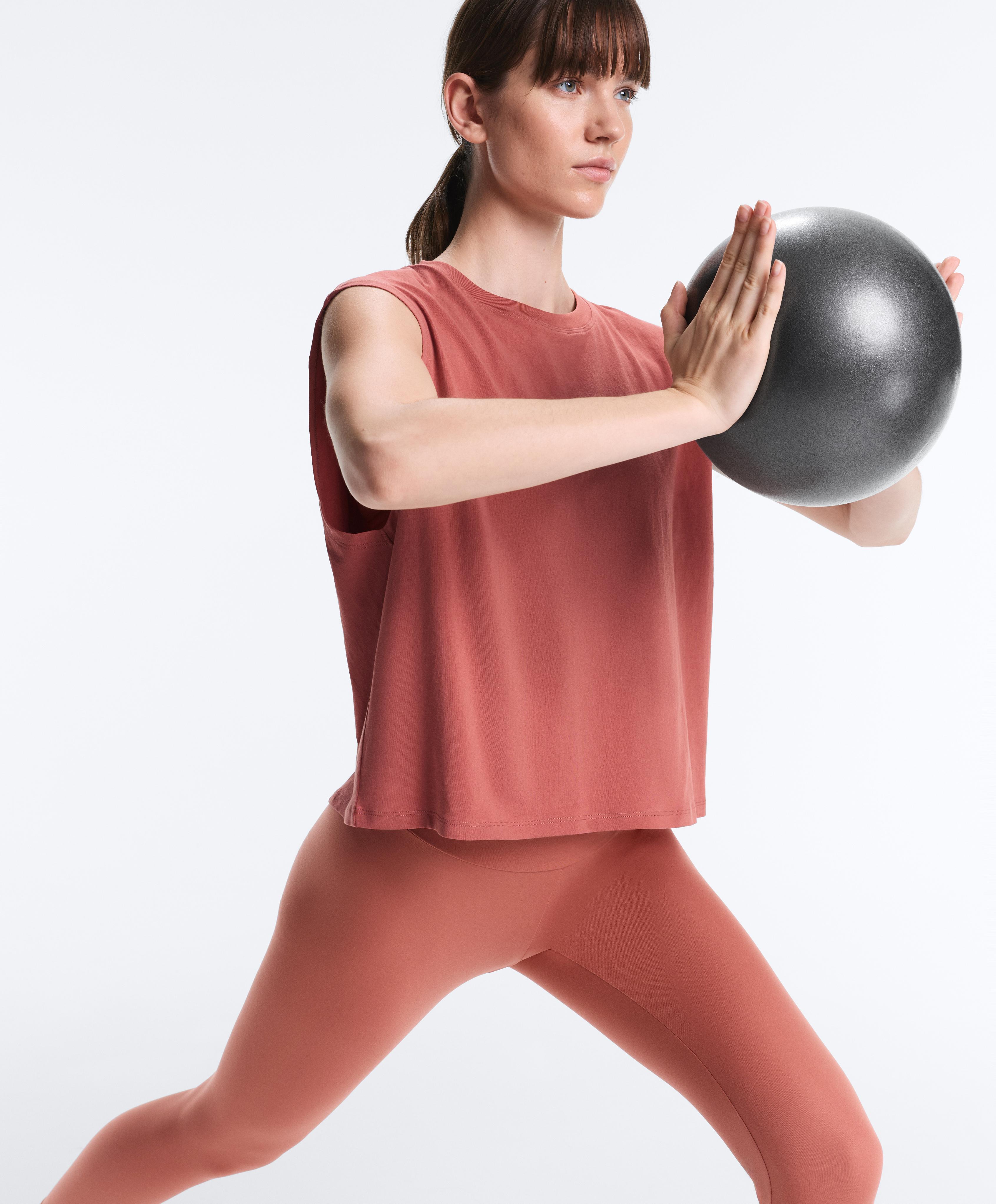 Cotton blend sleeveless T-shirt