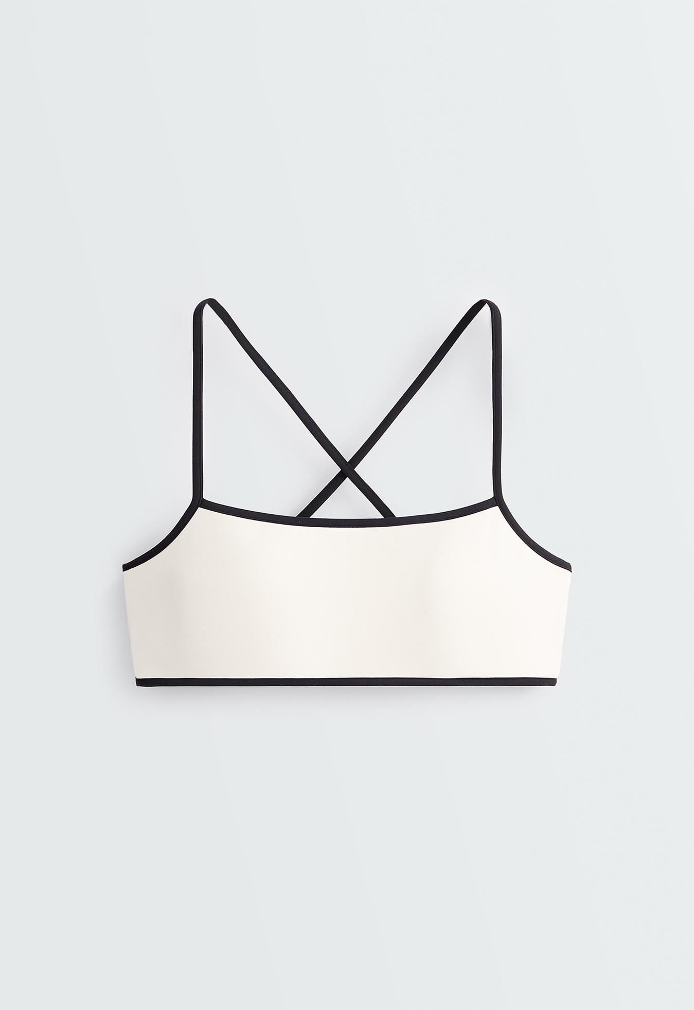 Low-support Comfortlux contrast sports bra — PALE ECRU