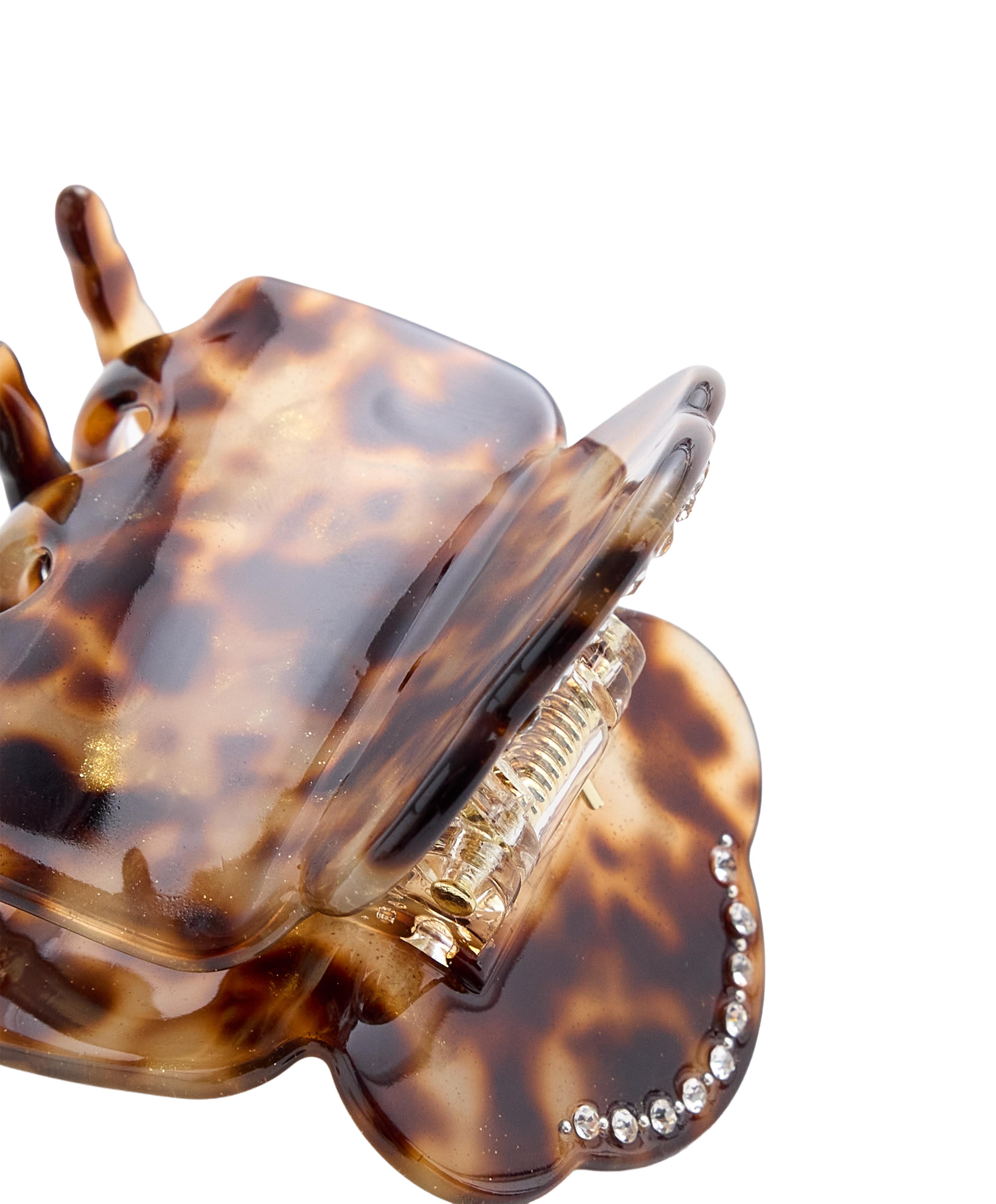 Mini rhinestone hair clip — COGNAC