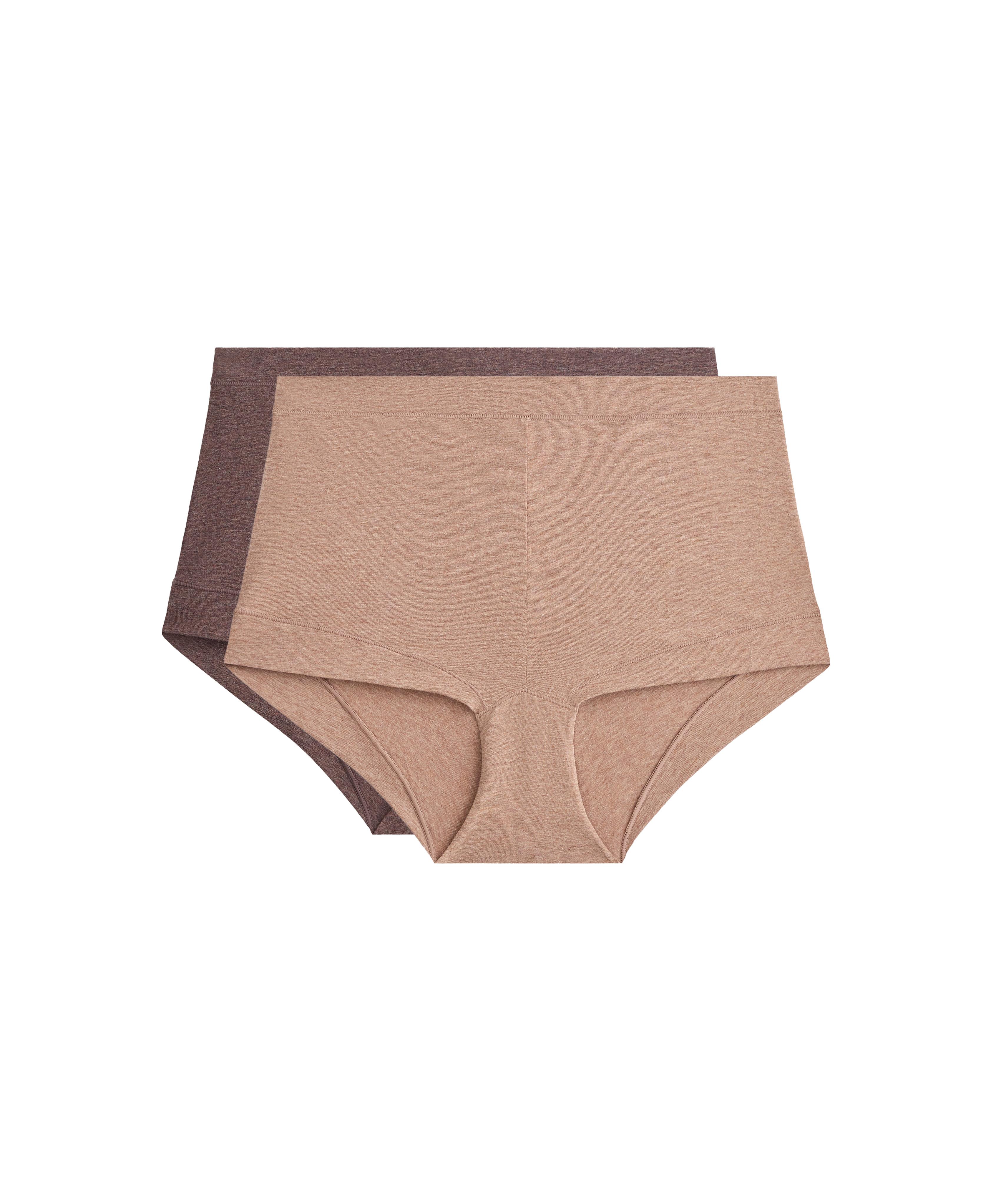 2 cotton blend shortie briefs — CHOCOLATE      