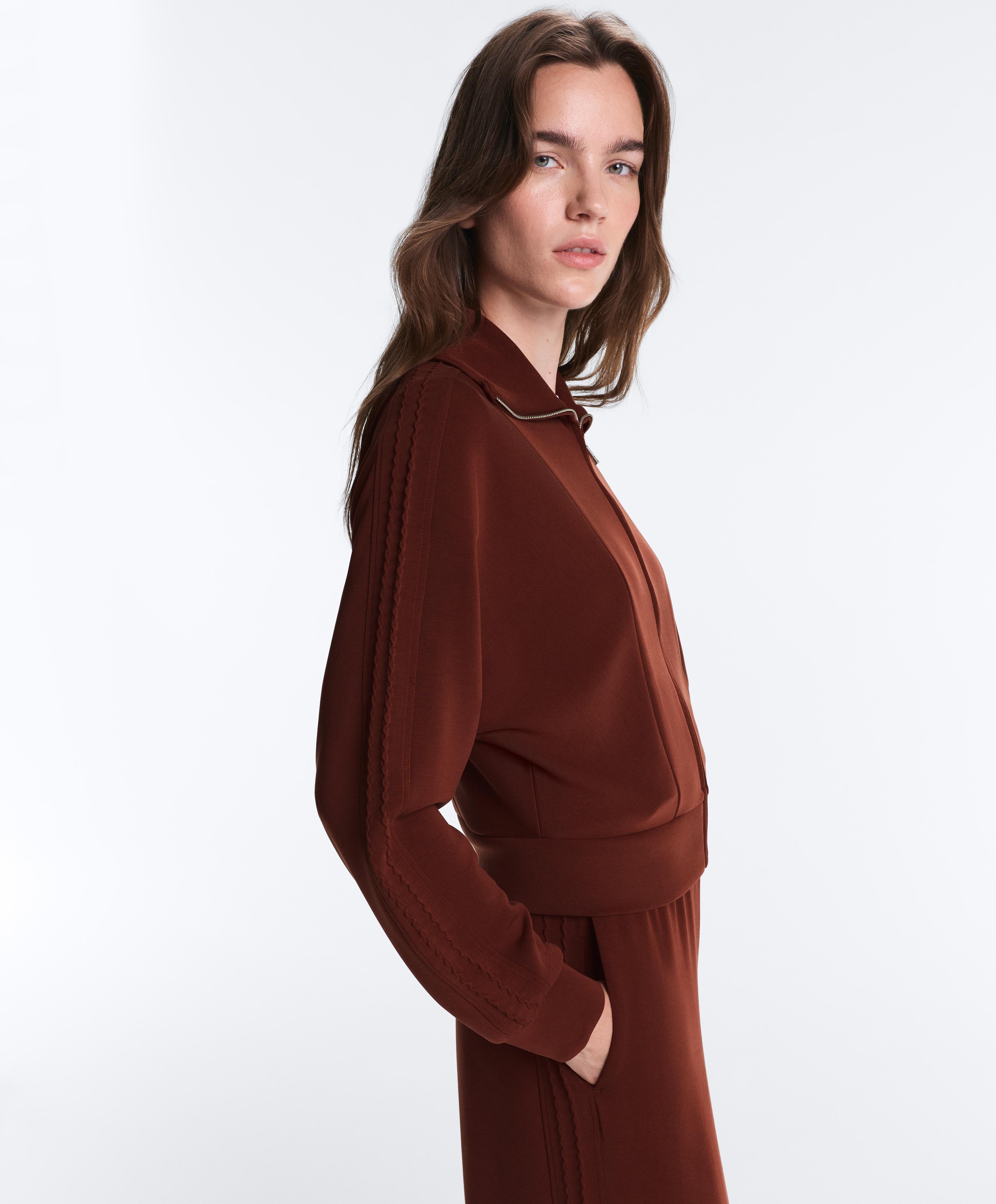 Soft-touch modal bomber jacket — TERRACOTTA