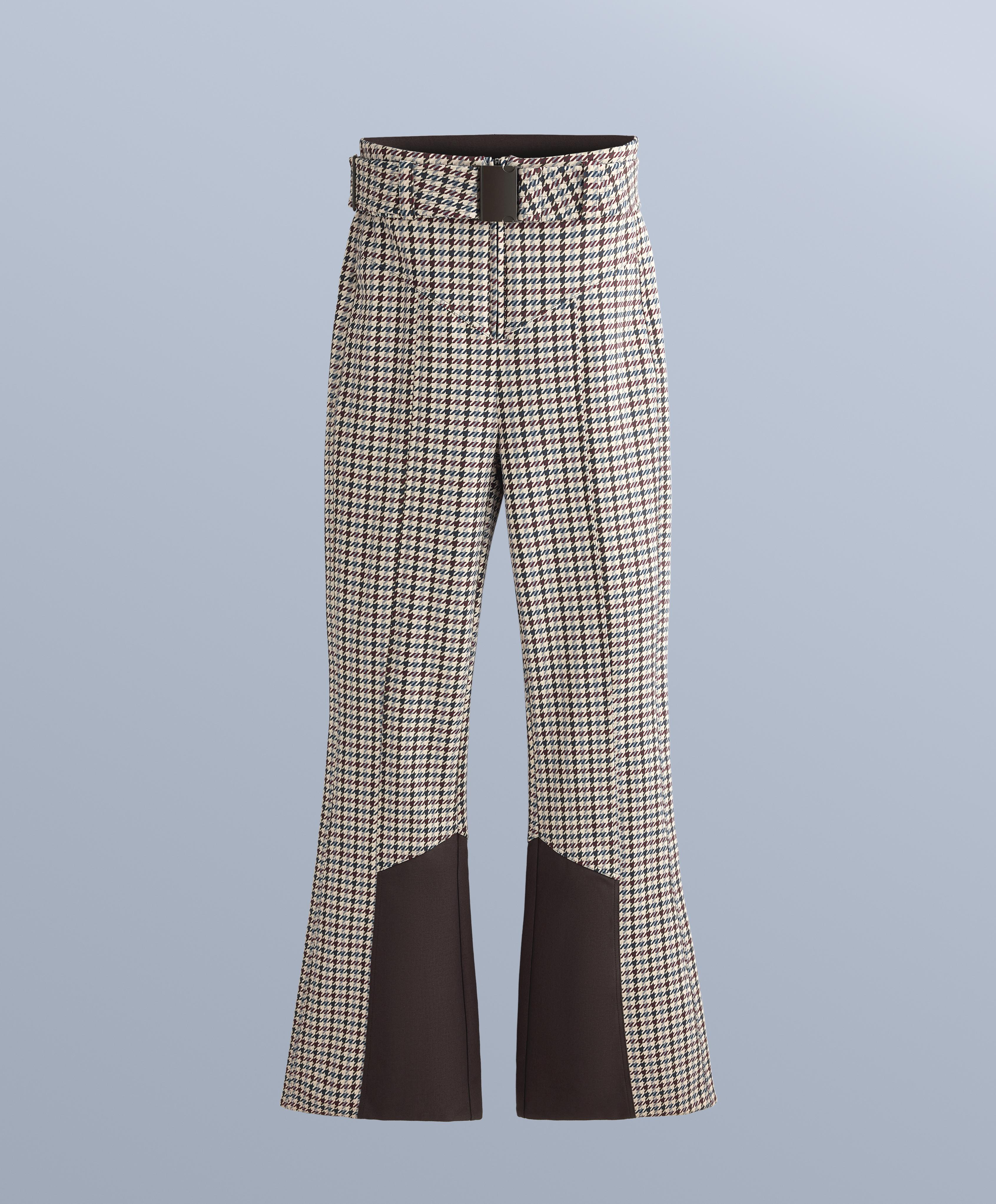 Water-resistant printed high-rise flare stretch SKI trousers — PALE MINK