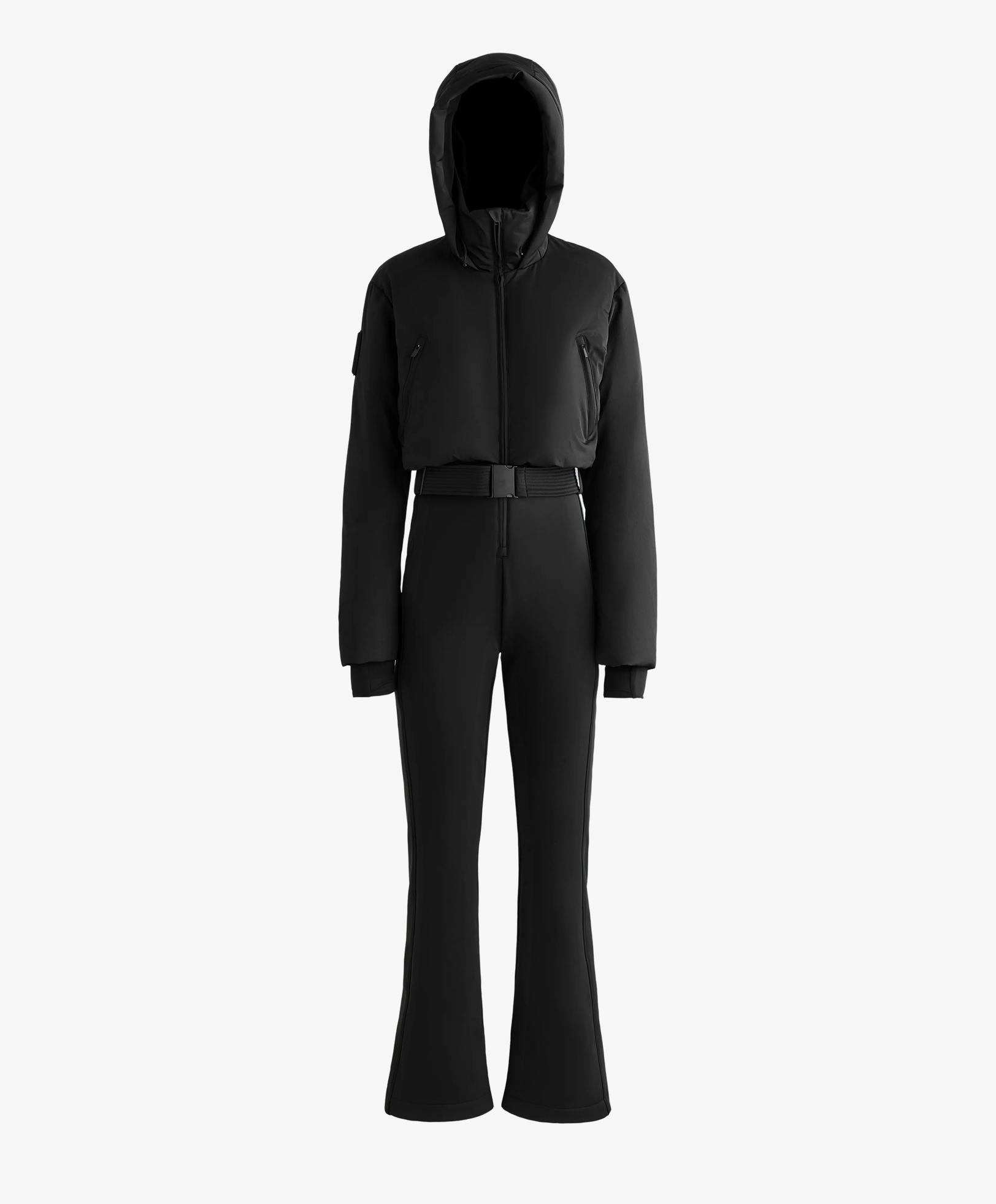 MINARDI PIUME SKI water-resistant padded 80% down and 20% feather jumpsuit — BLACK