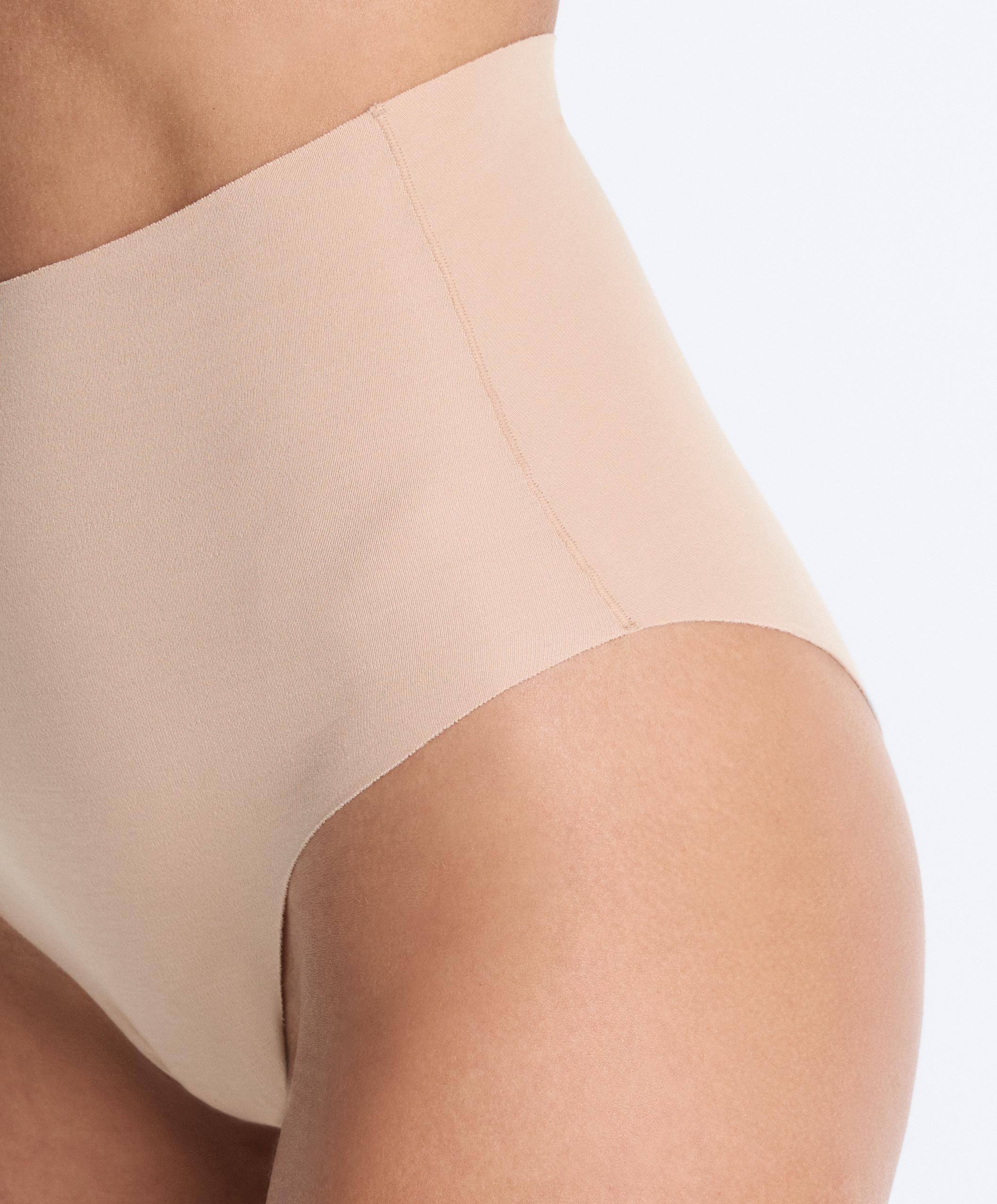 2 invisible cotton blend mid-rise classic briefs — BEIGE