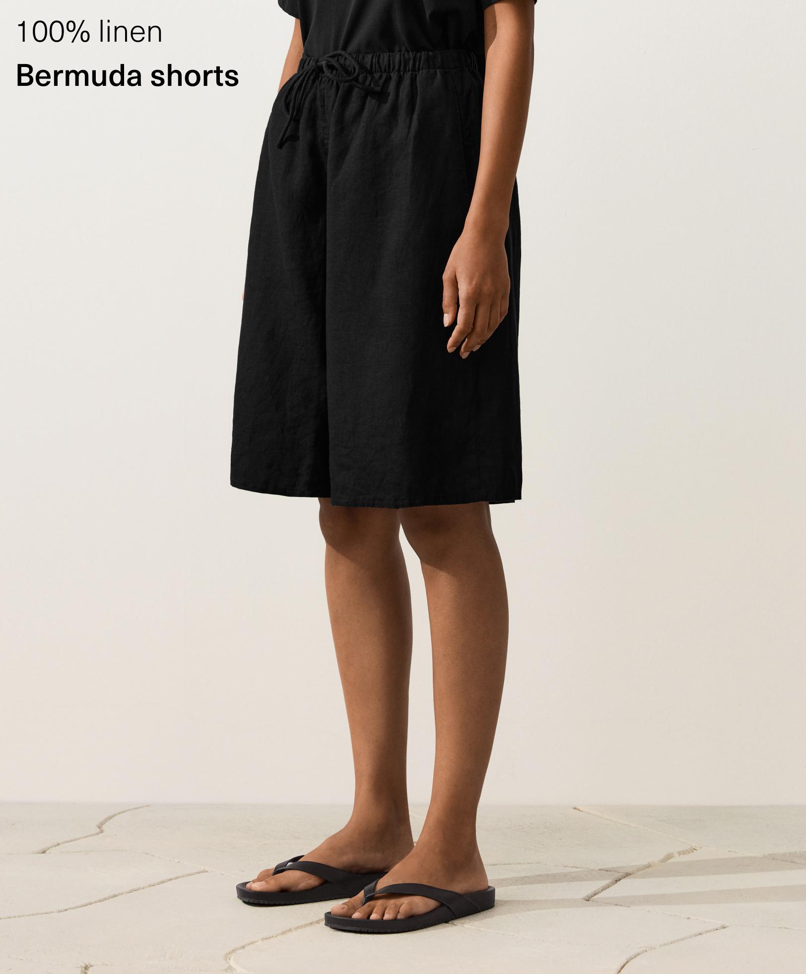 Midi-Bermuda aus 100% Leinen