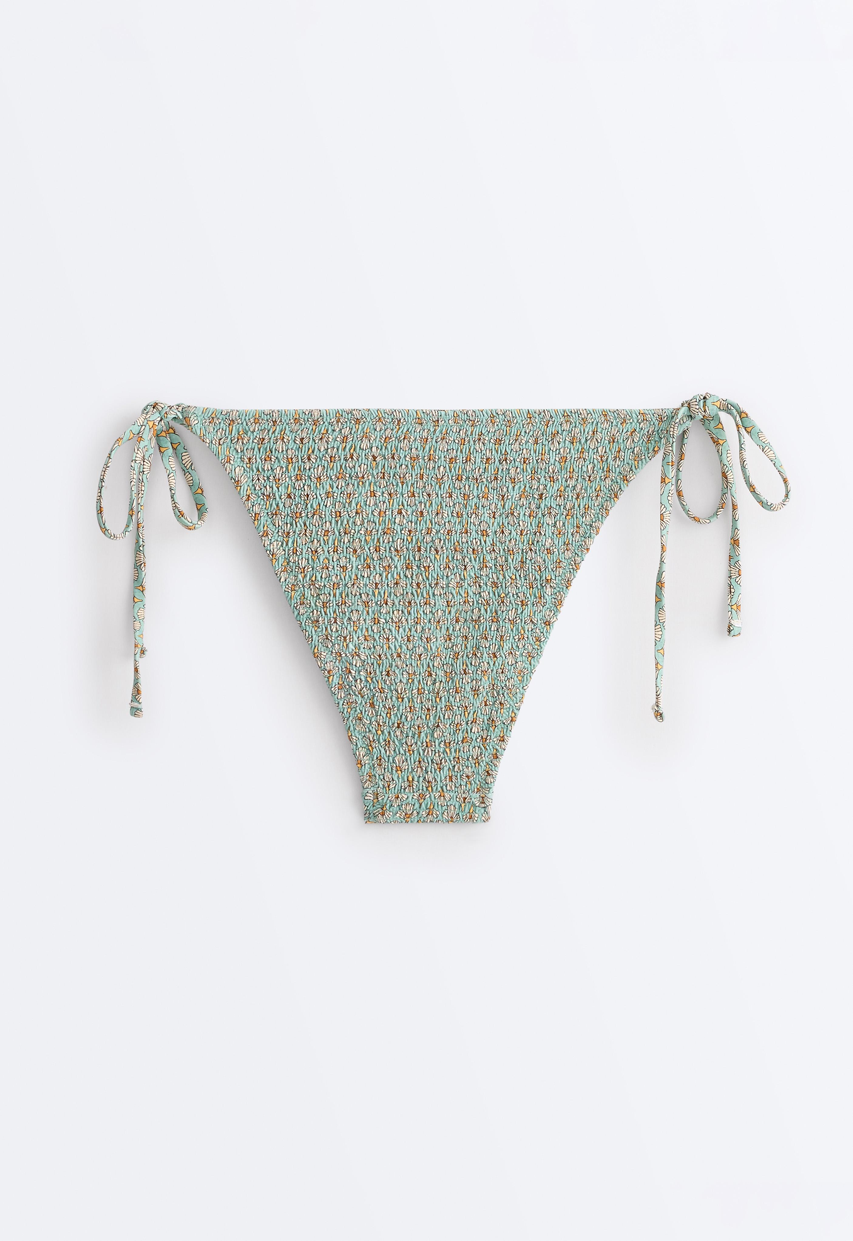 Smock tie medium-coverage bikini briefs — AQUA GREEN