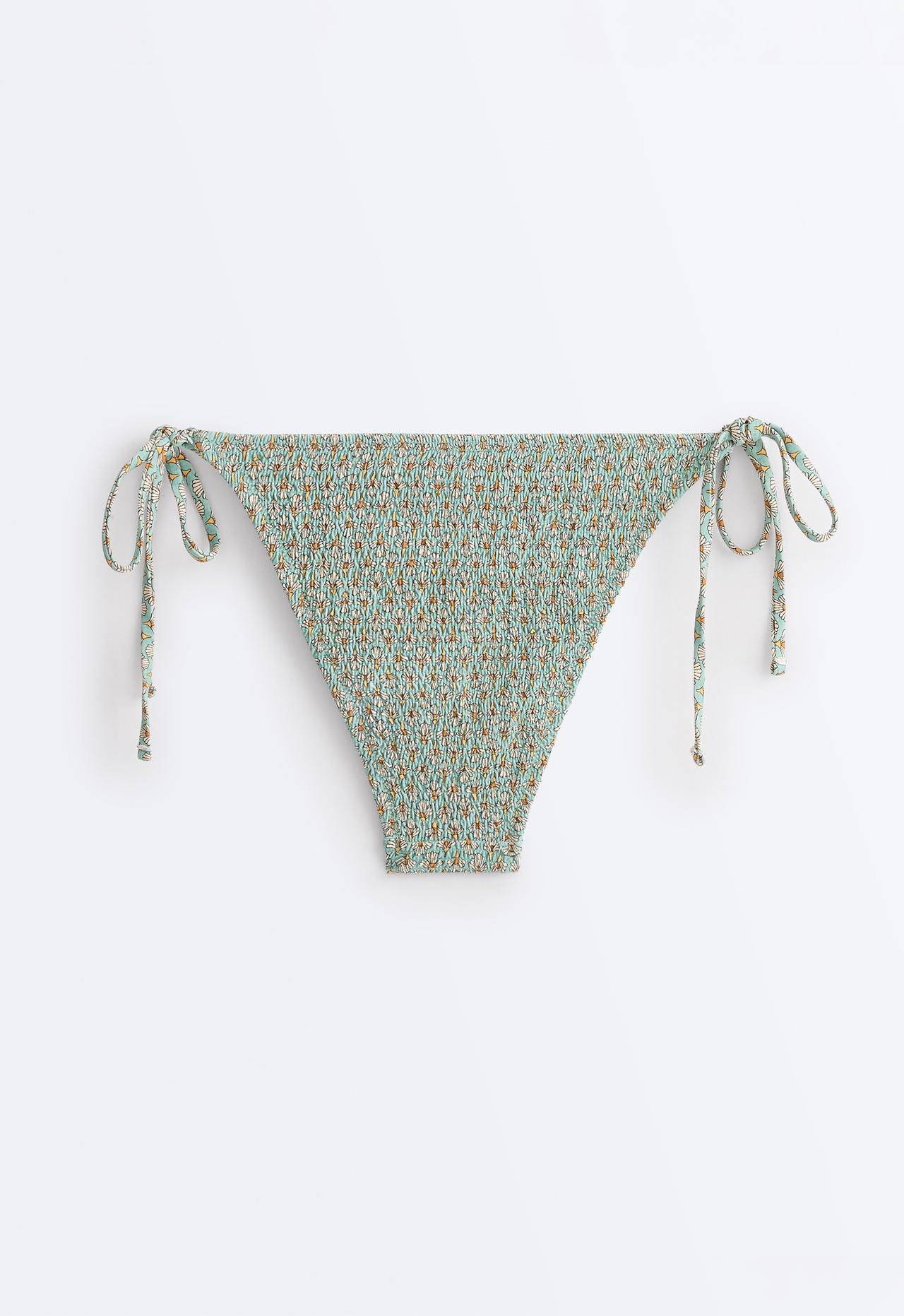 Smock tie medium-coverage bikini briefs — AQUA GREEN