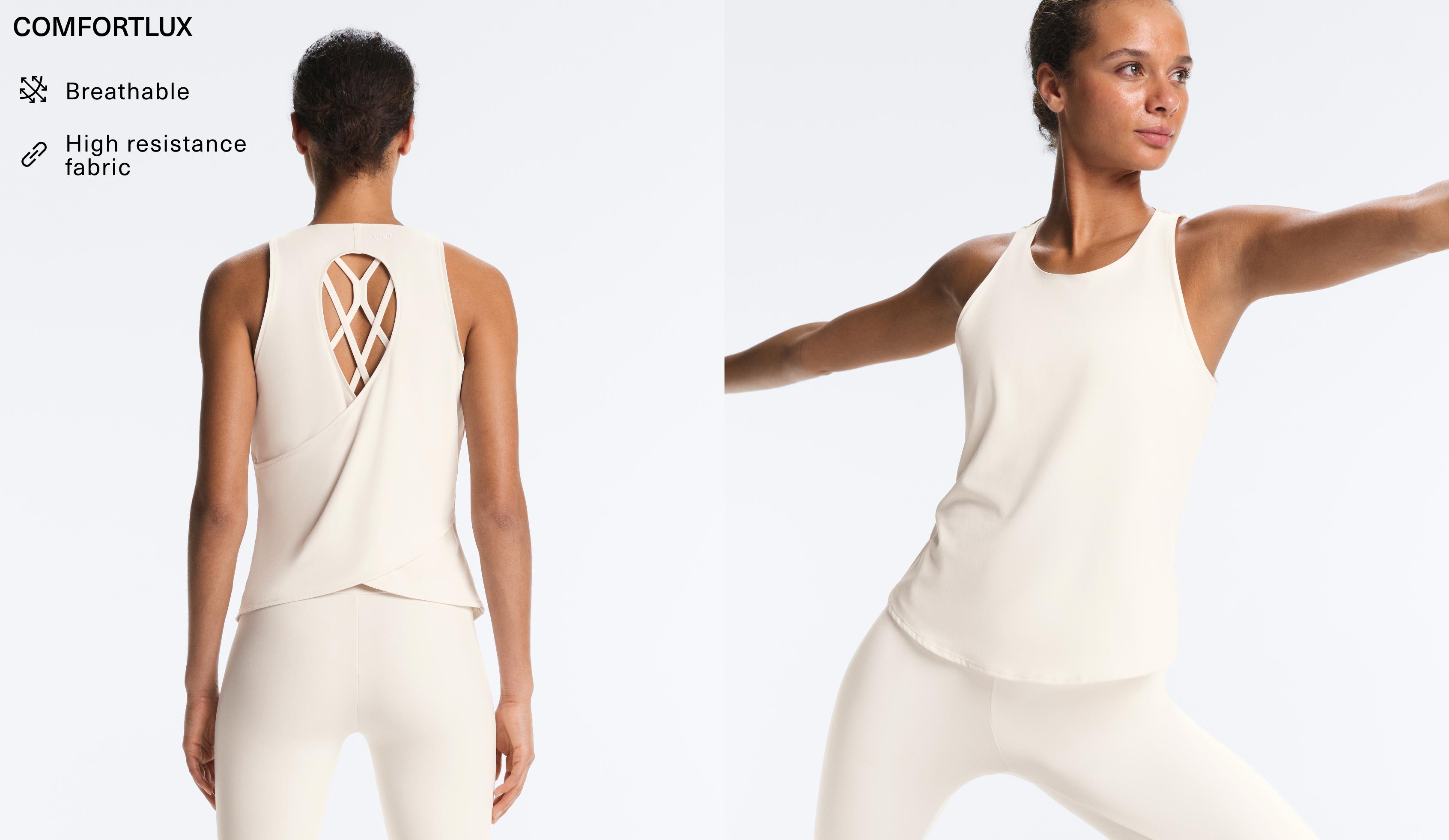 Comfortlux cross-back T-shirt — PALE ECRU