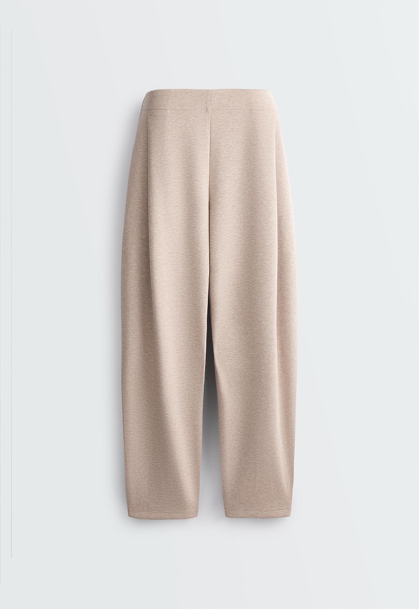 Piqué cotton cocoon trousers — SOFT MINK