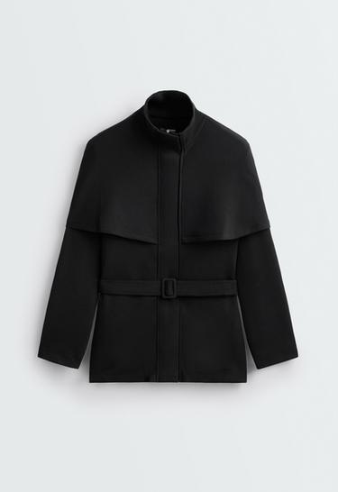 Long modal soft-touch cape jacket — BLACK 7