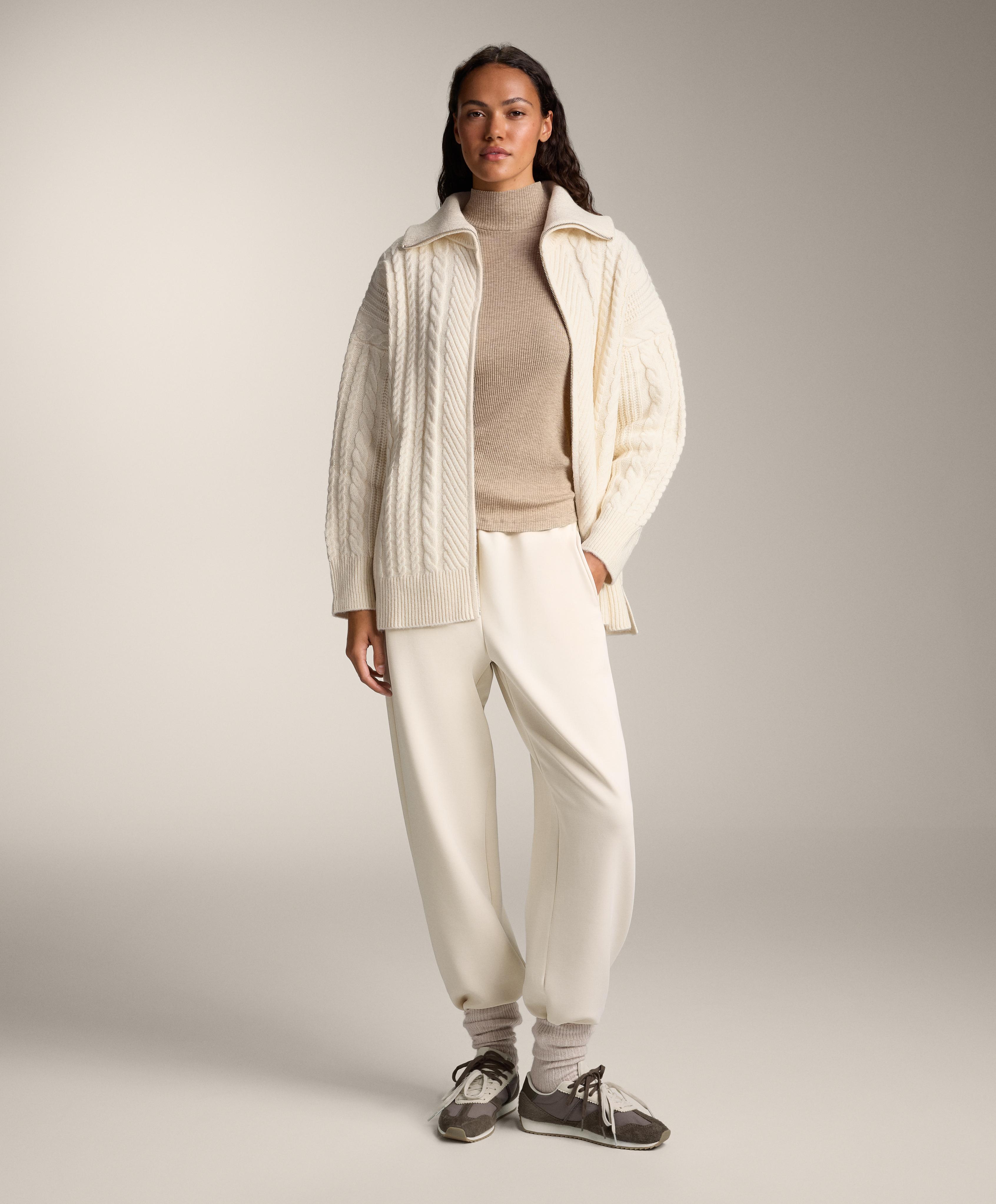 High neck cable knit jacket