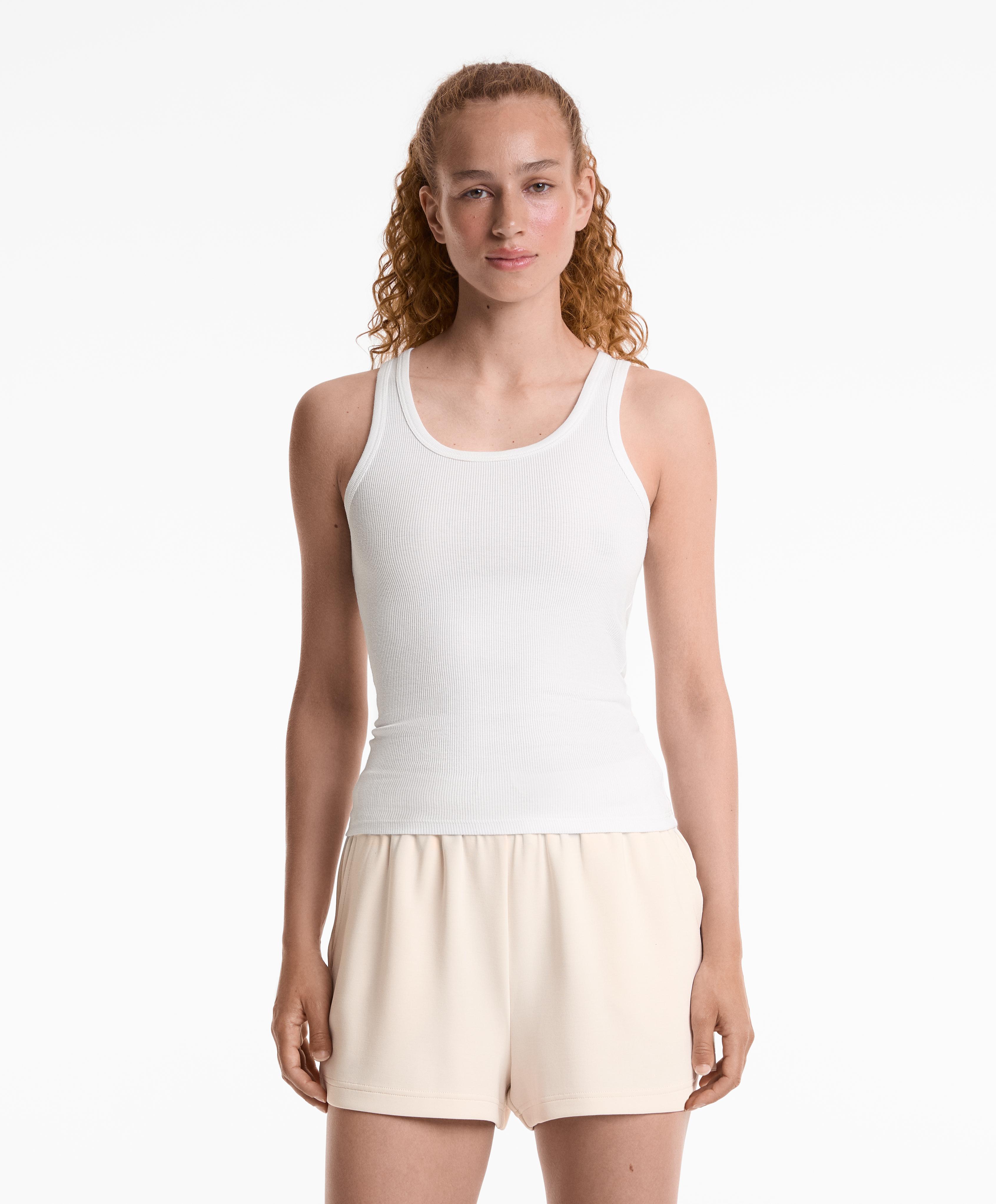 Ärmelloses Rib-Shirt aus Baumwolle und Modal Ärmelloses Rib-Shirt aus Baumwolle und Modal