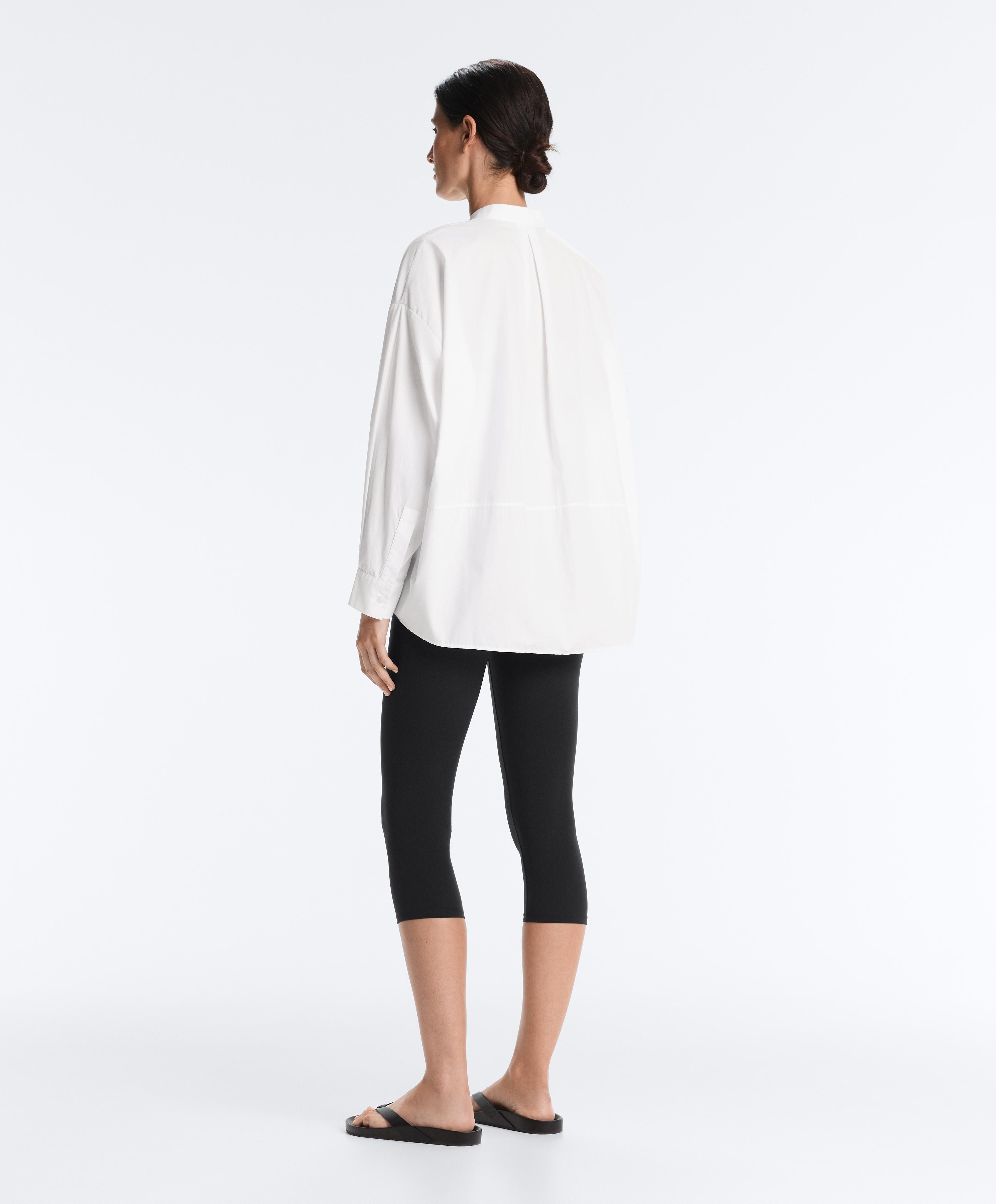 100% cotton stand-up collar shirt — WHITE 
