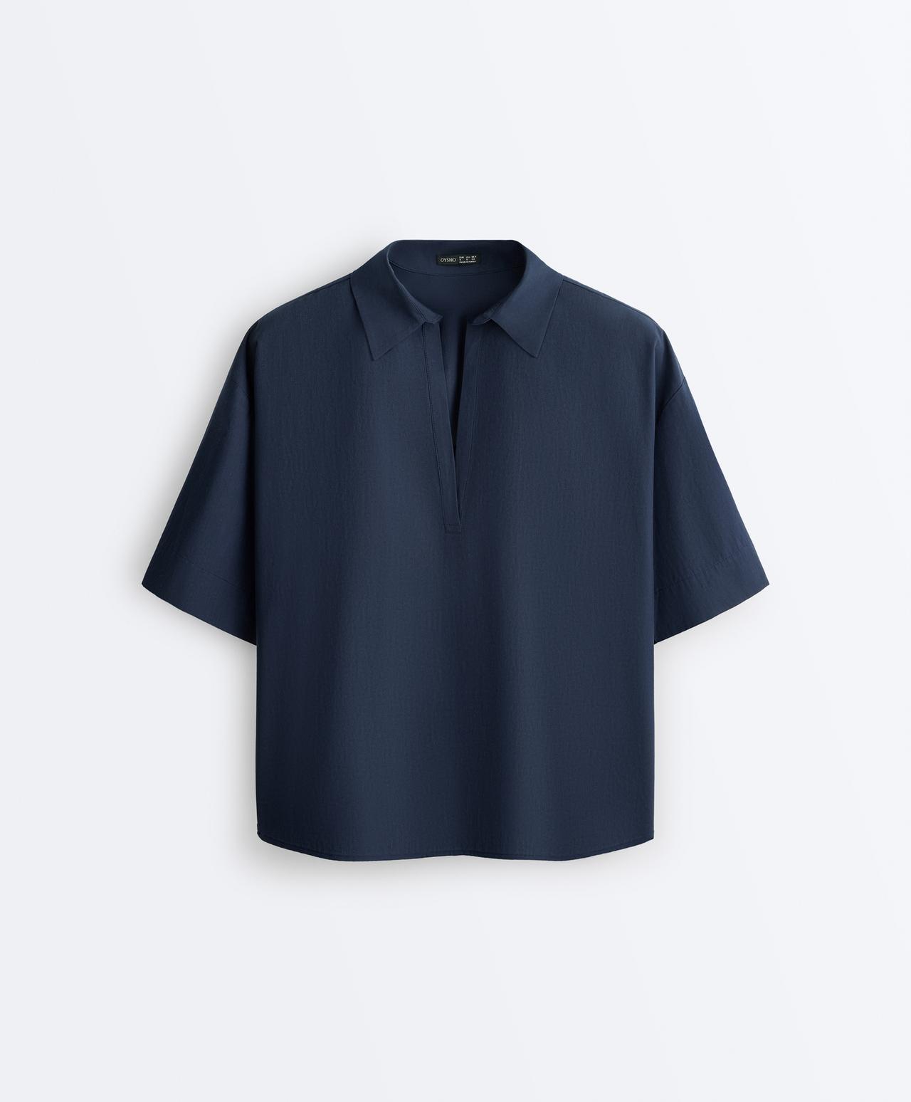 100% cotton poplin polo shirt — NAVY BLUE
