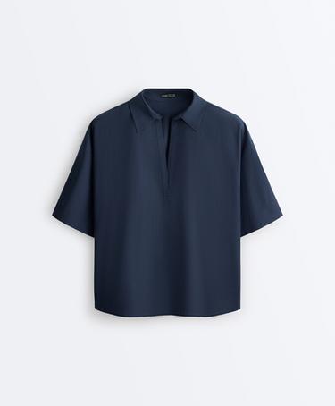 100% cotton poplin polo shirt — NAVY BLUE 6