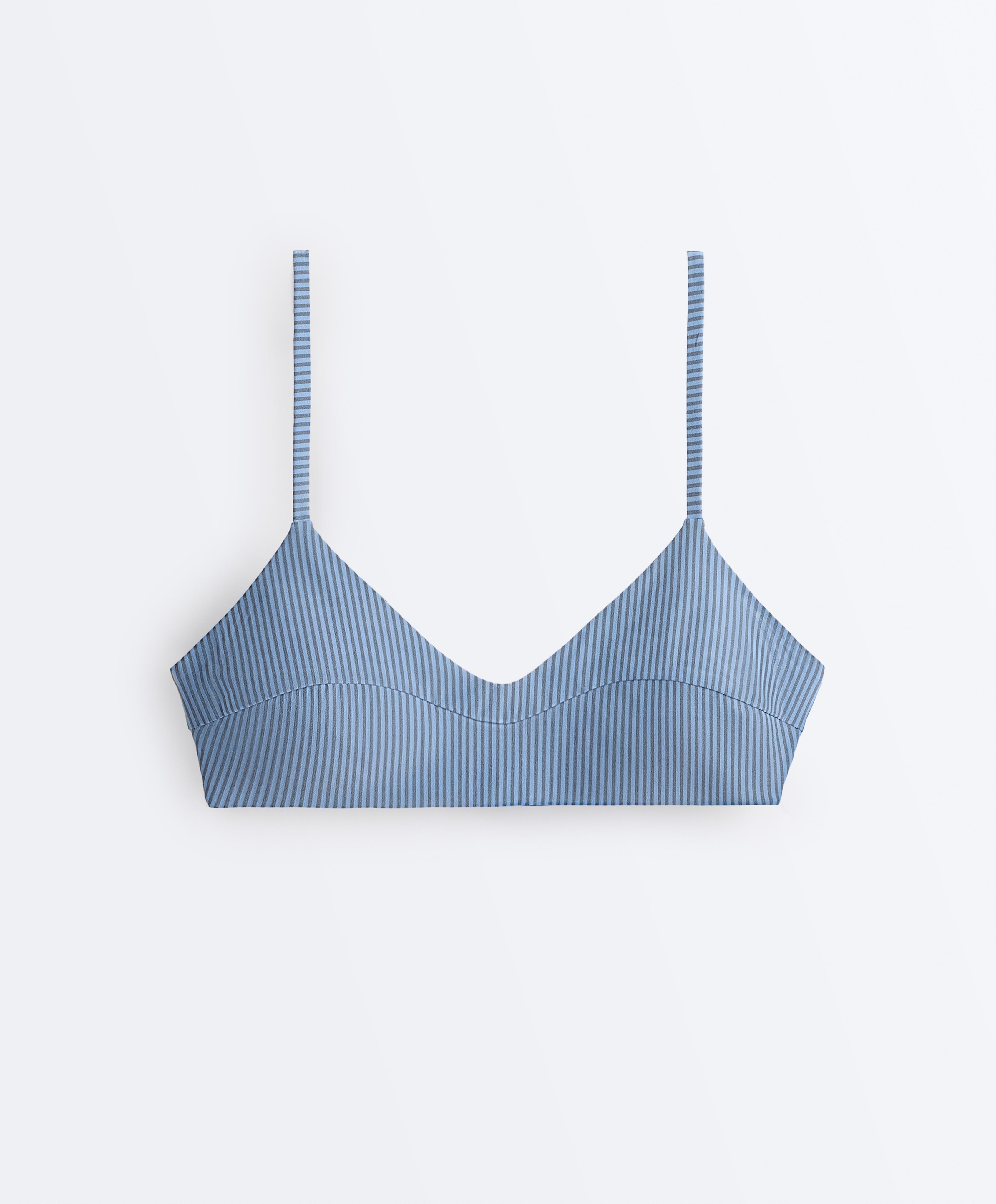 Striped bikini top — SKY BLUE