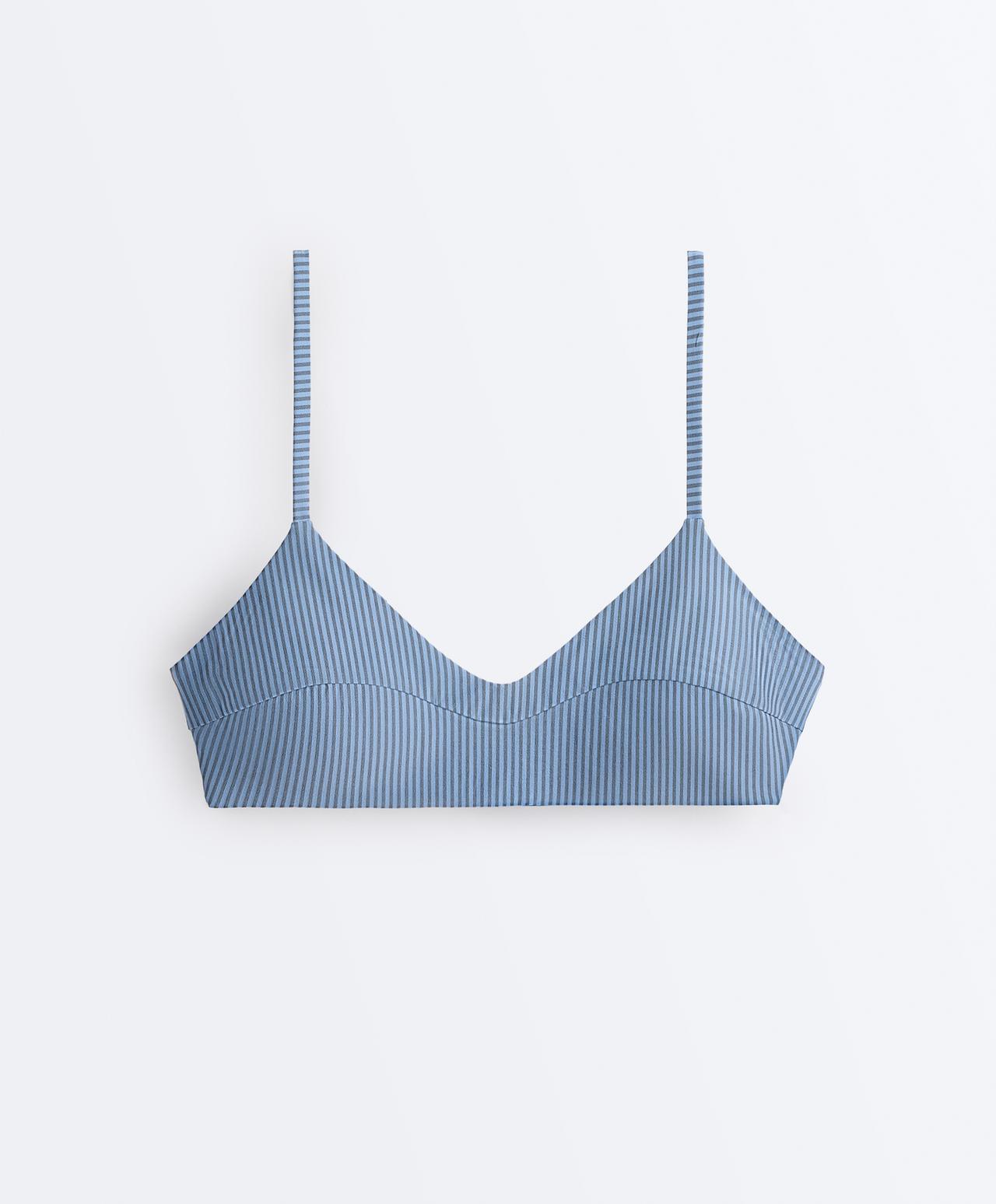 Striped bikini top — SKY BLUE