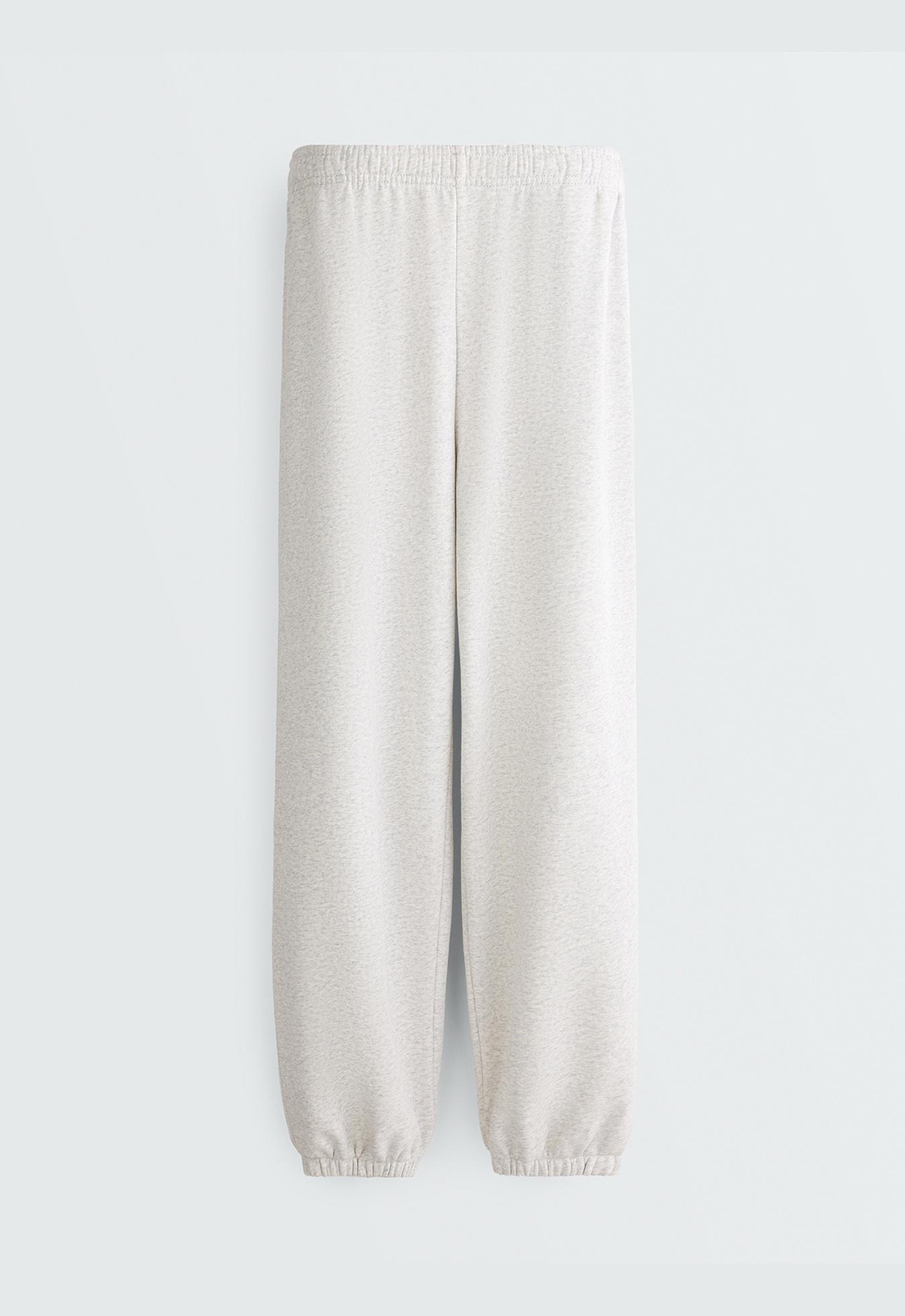 Cotton blend fleece joggers — PALE GREY MELANGE
