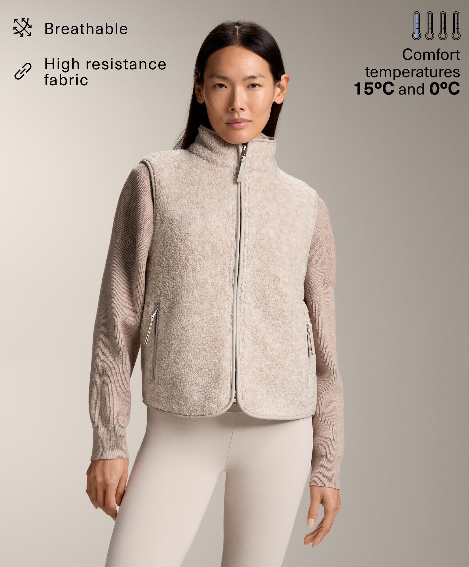 Basic faux-shearling zip-up gilet. Basic faux-shearling zip-up gilet.