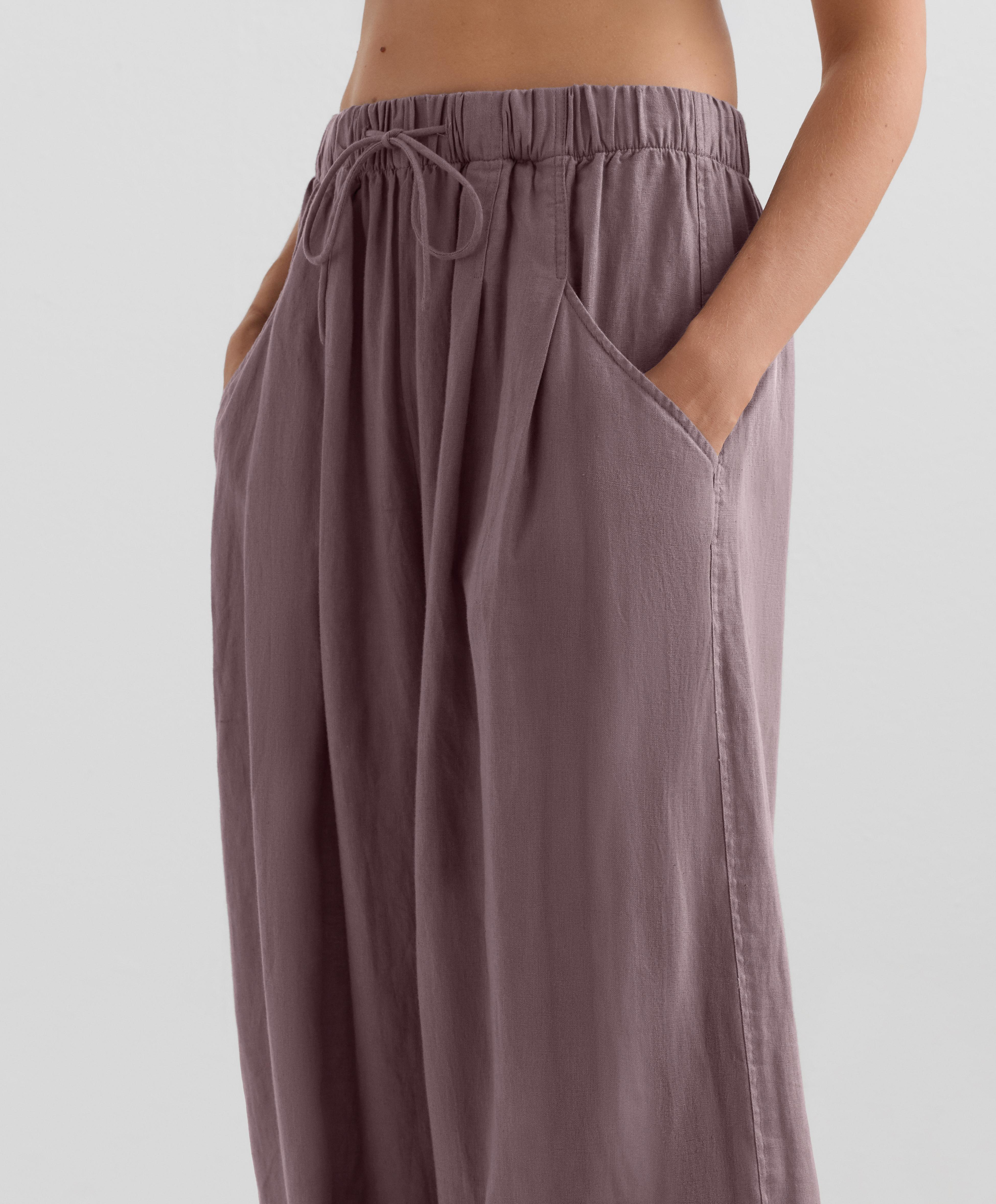 100% linen balloon trousers — DUSTY LILAC