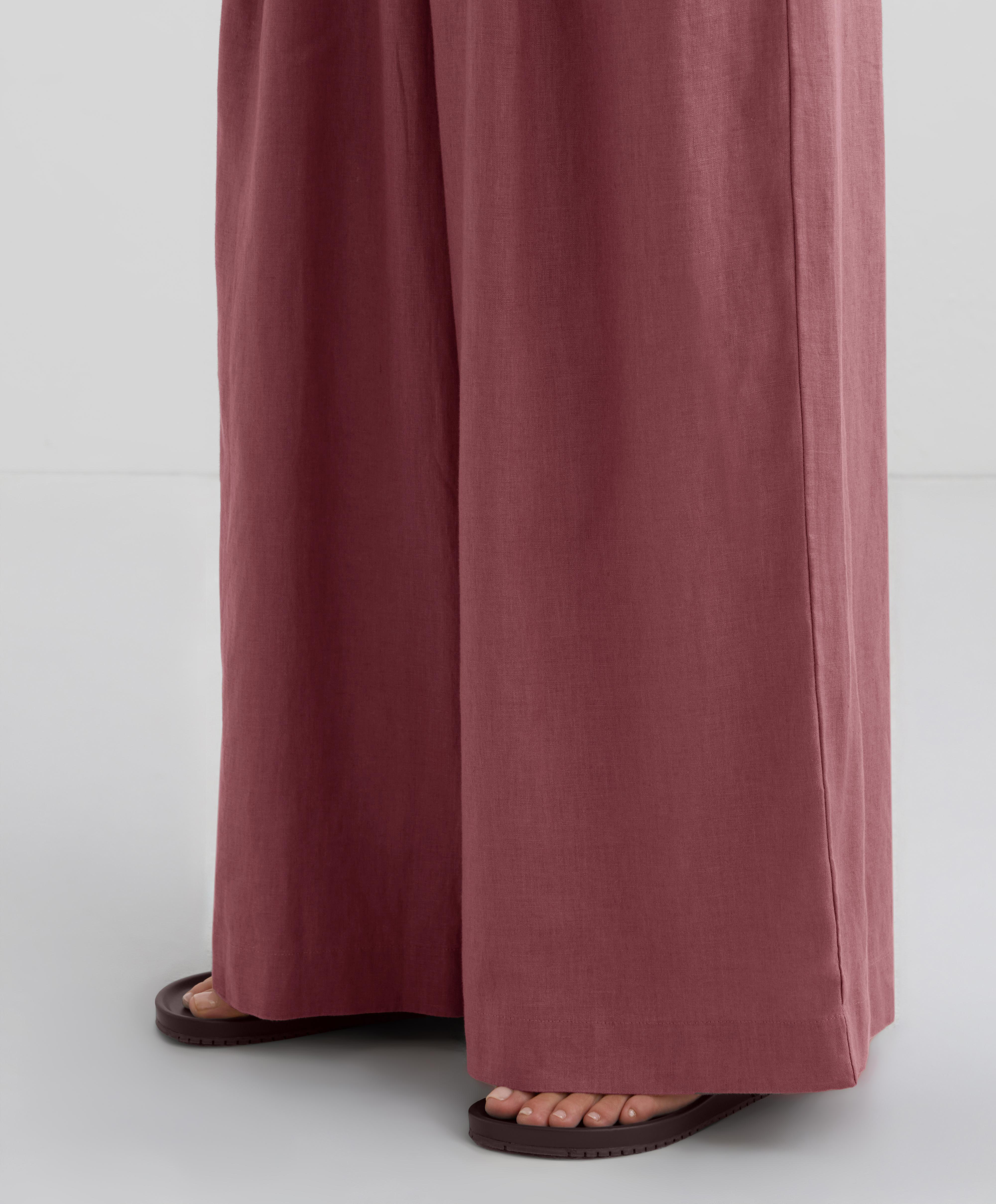 Weite Hose mit mittelhohem Bund aus 100 % Leinen - Sale