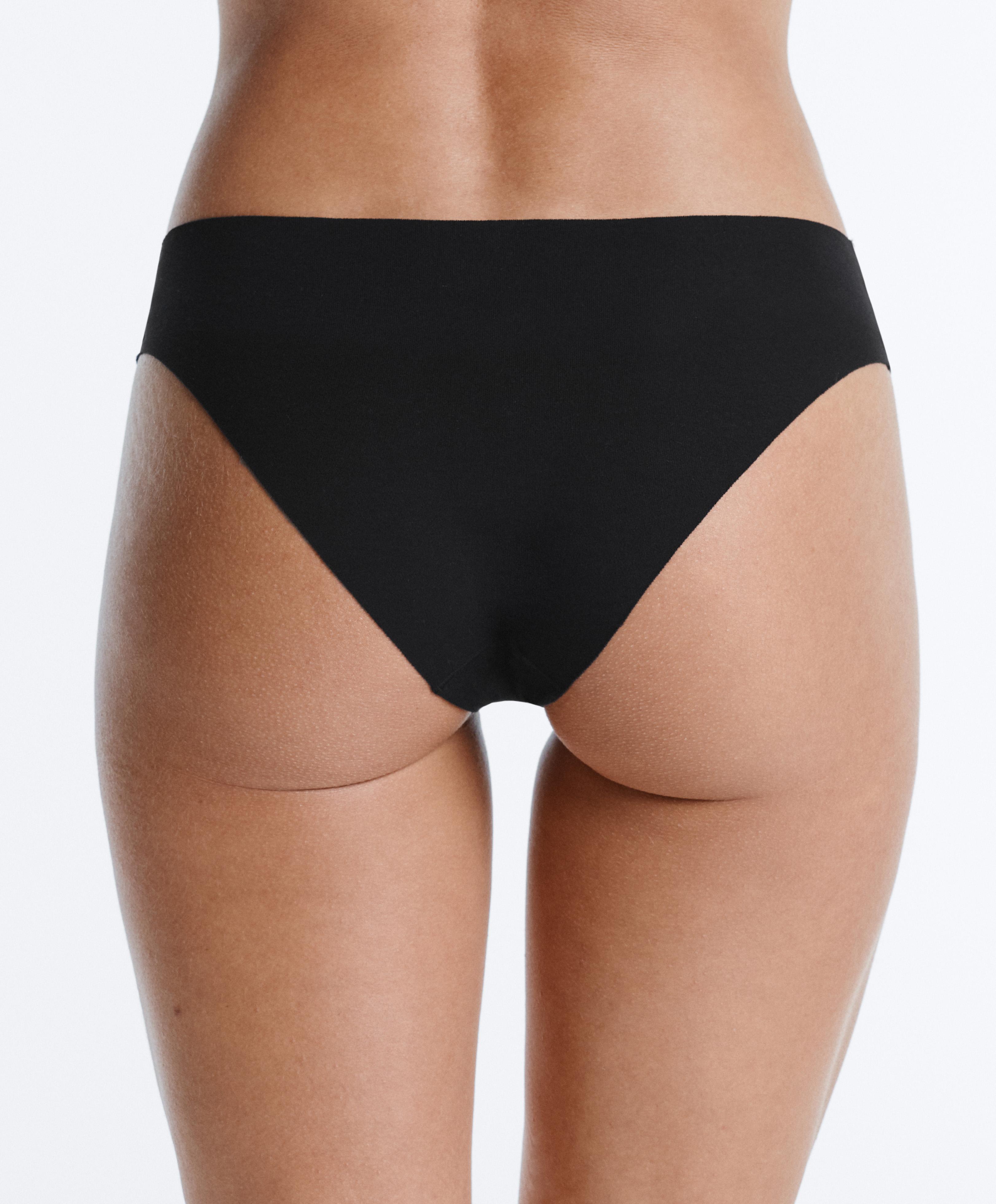 3 invisible laser cut cotton blend classic briefs — BEIGE