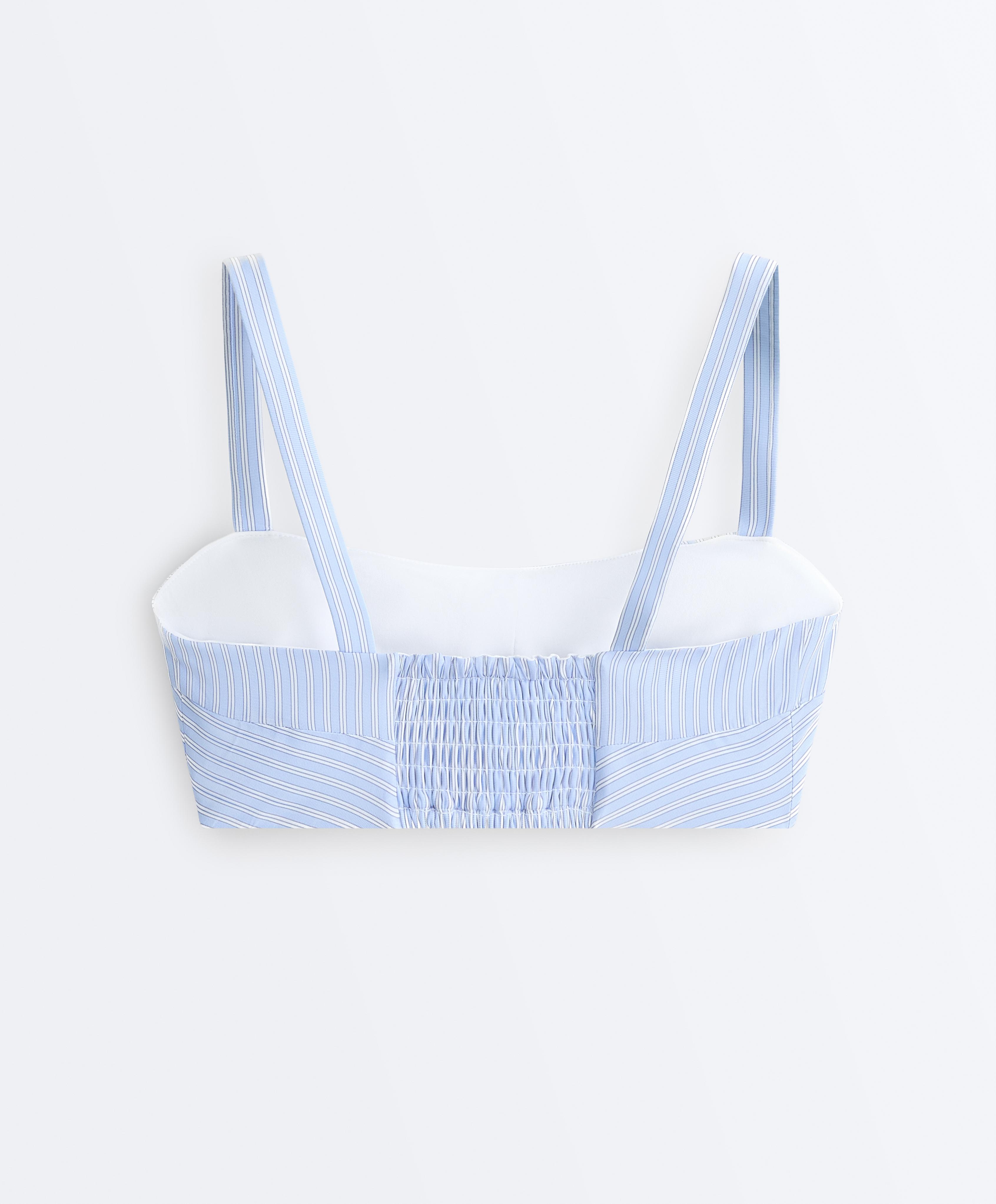 Medium-support striped straight sports bra — BLUE