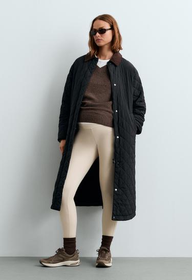 65cm Warm maternity leggings with zips — ECRU 1