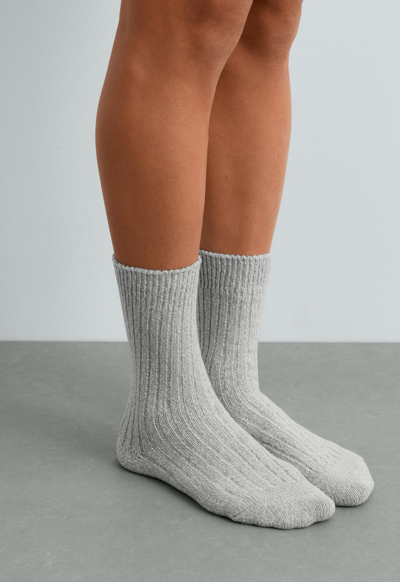 2 pairs of super-soft rib socks — PALE GREY MELANGE