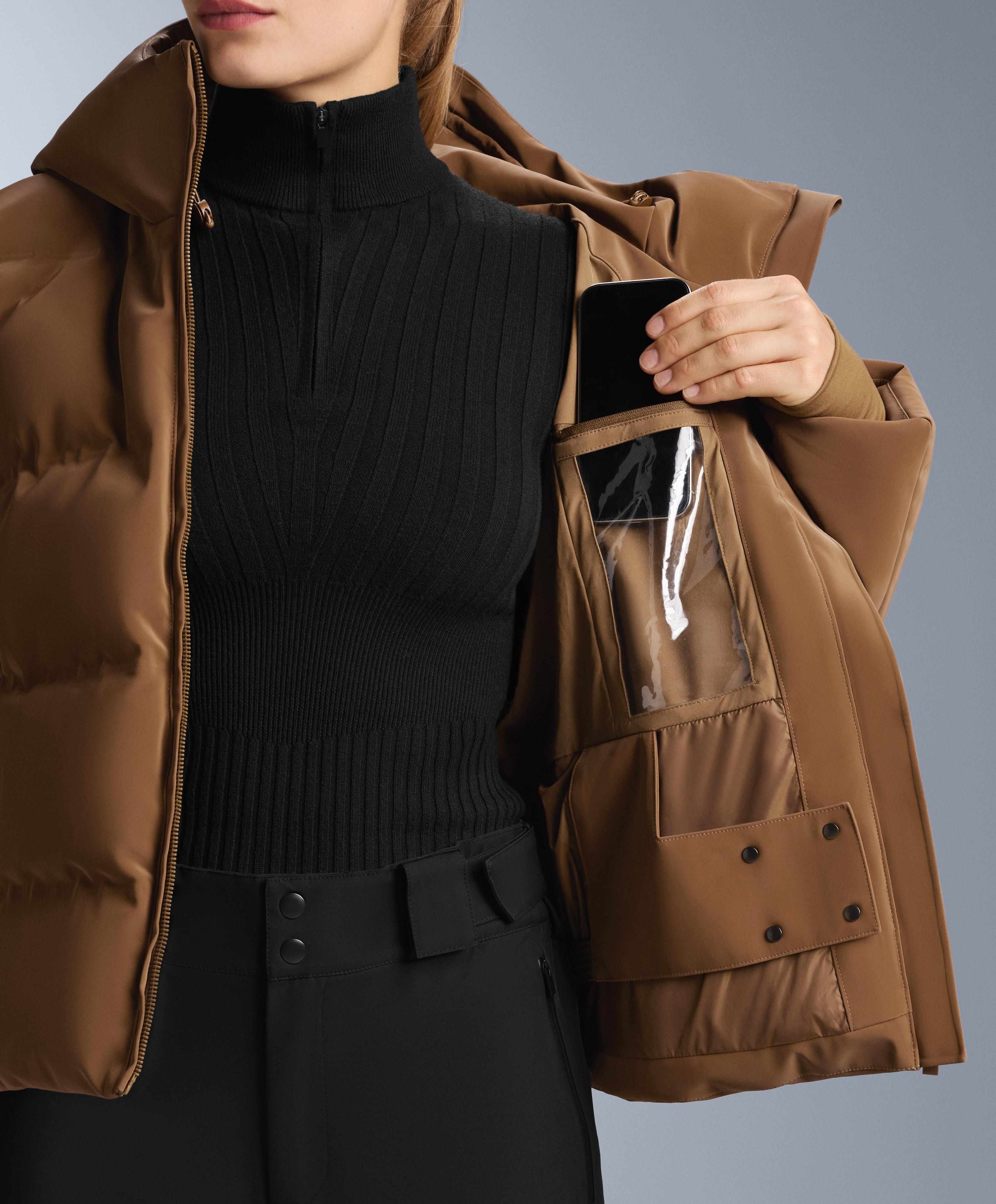 Satin padded jacket 80% down and 20% feather MINARDI PIUME SKI water-resistant — HONEY