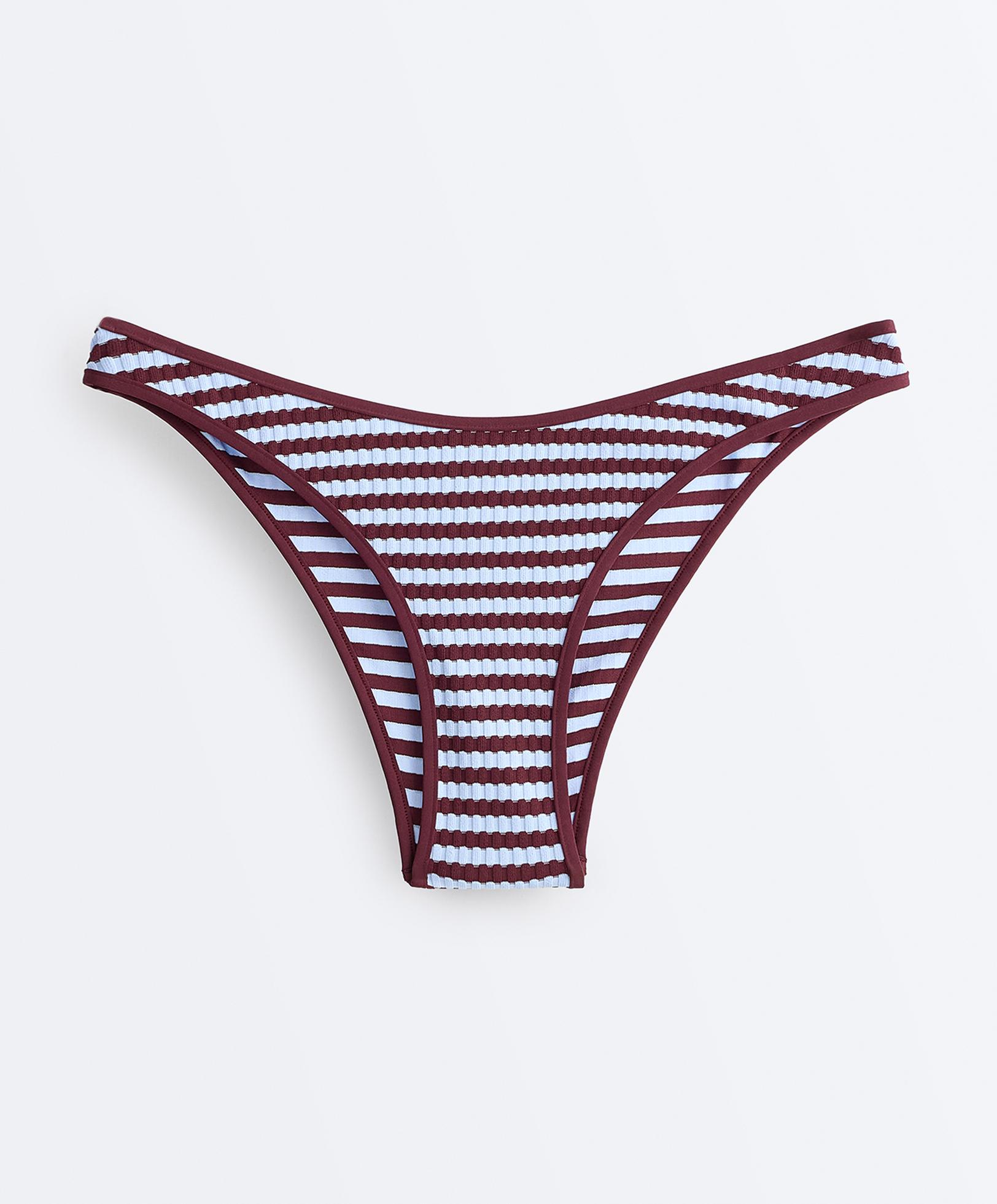 Textured stripe U-cut medium-coverage bikini briefs — CHERRY