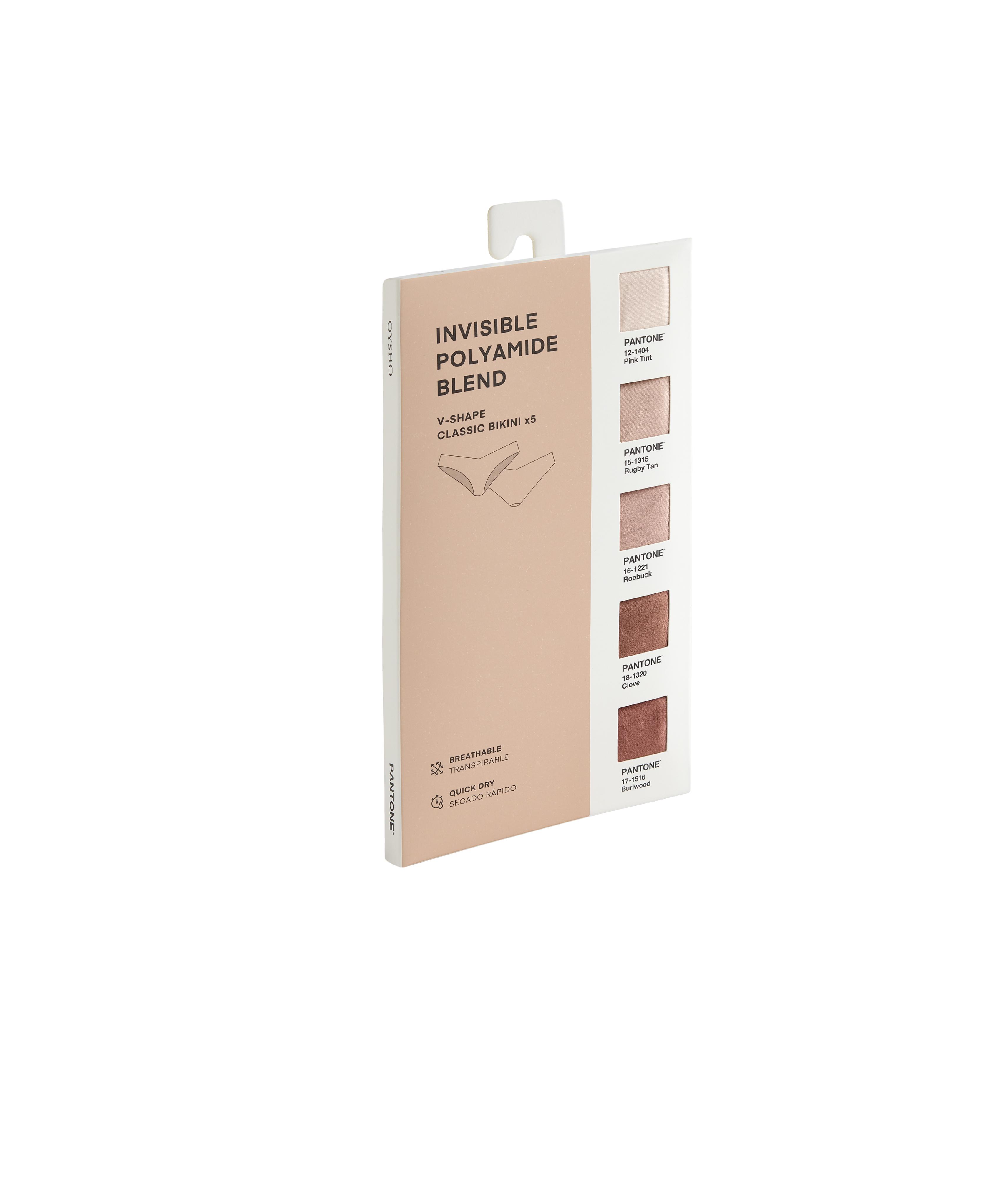 5 invisible polyamide blend PANTONE™ V-cut classic briefs — BEIGE