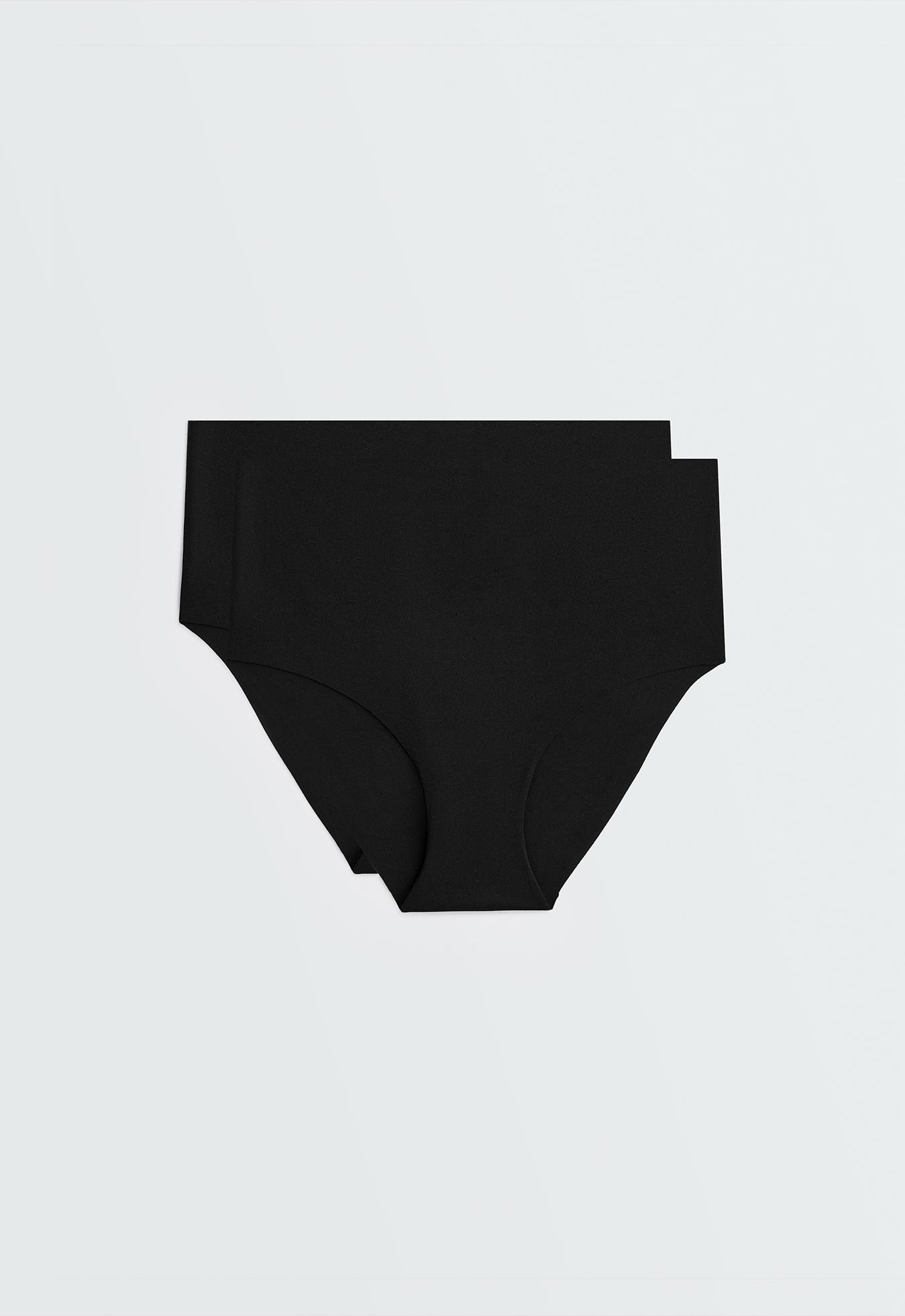 2 invisible polyamide blend mid-rise classic briefs — BLACK