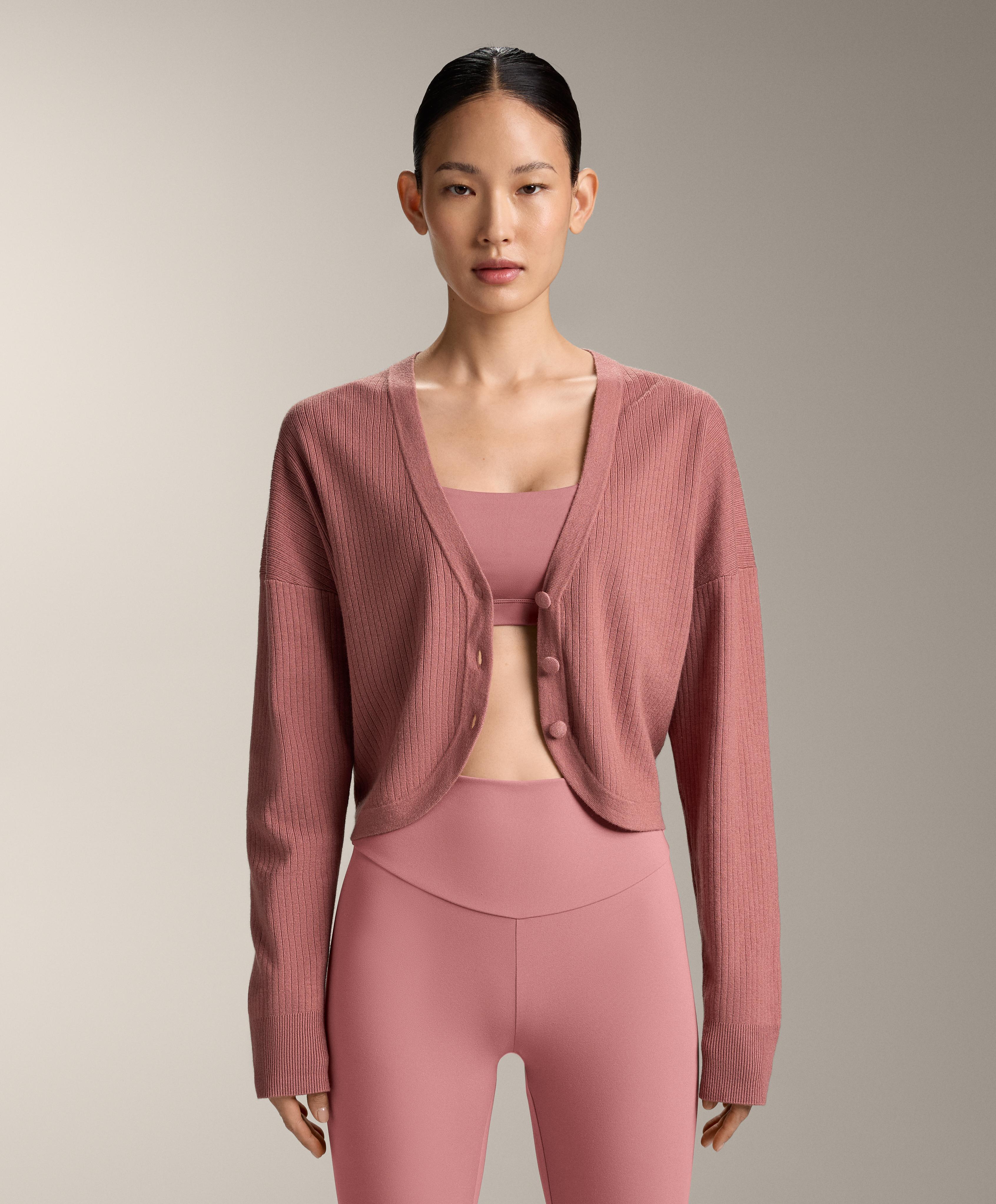 Rib knit cardigan — PALE PINK