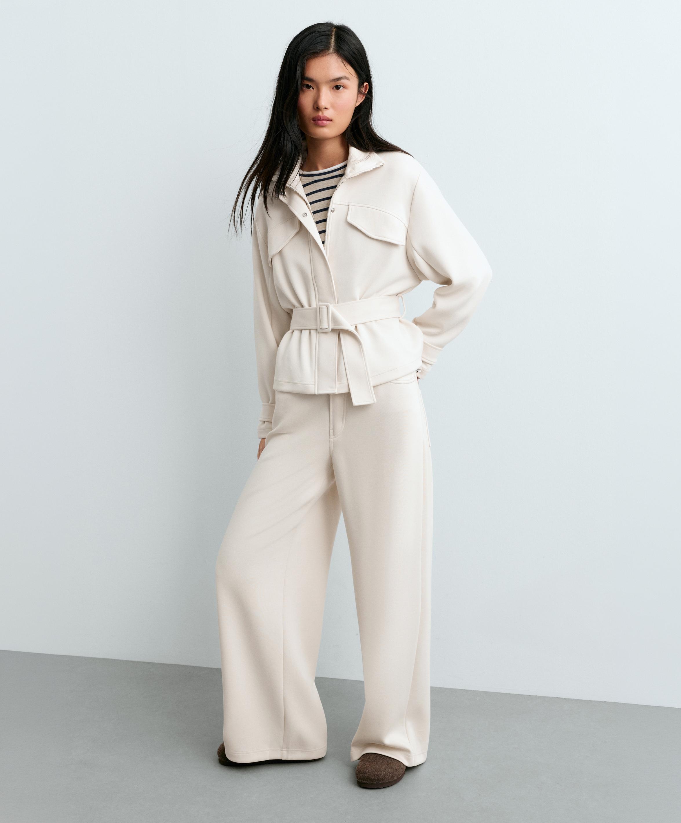 5-pocket wide-leg trousers — PALE ECRU