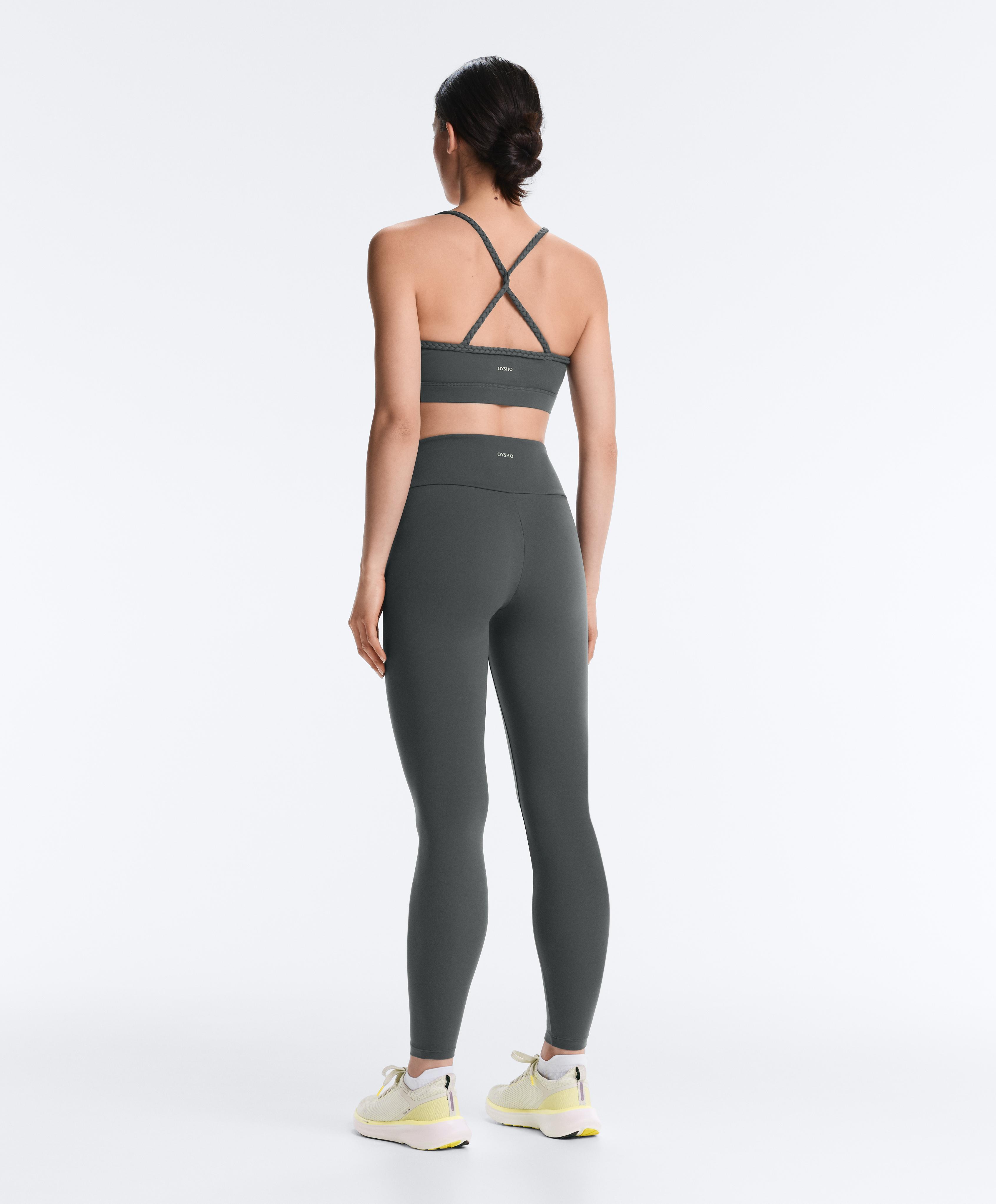 Medium-support braided Comfortlux sports bra — STEEL GREY