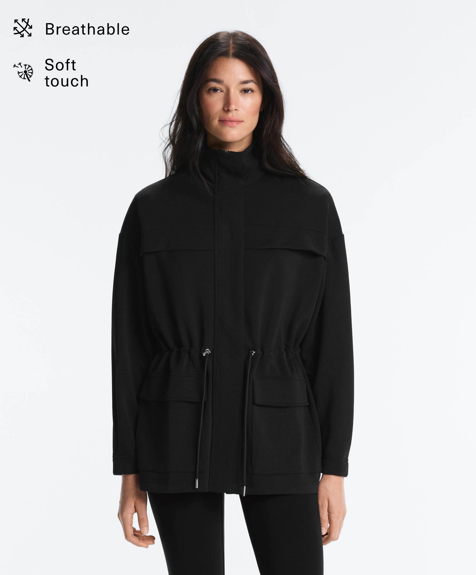 Uzun modal ceket yumuşak dokunuşlu cepli