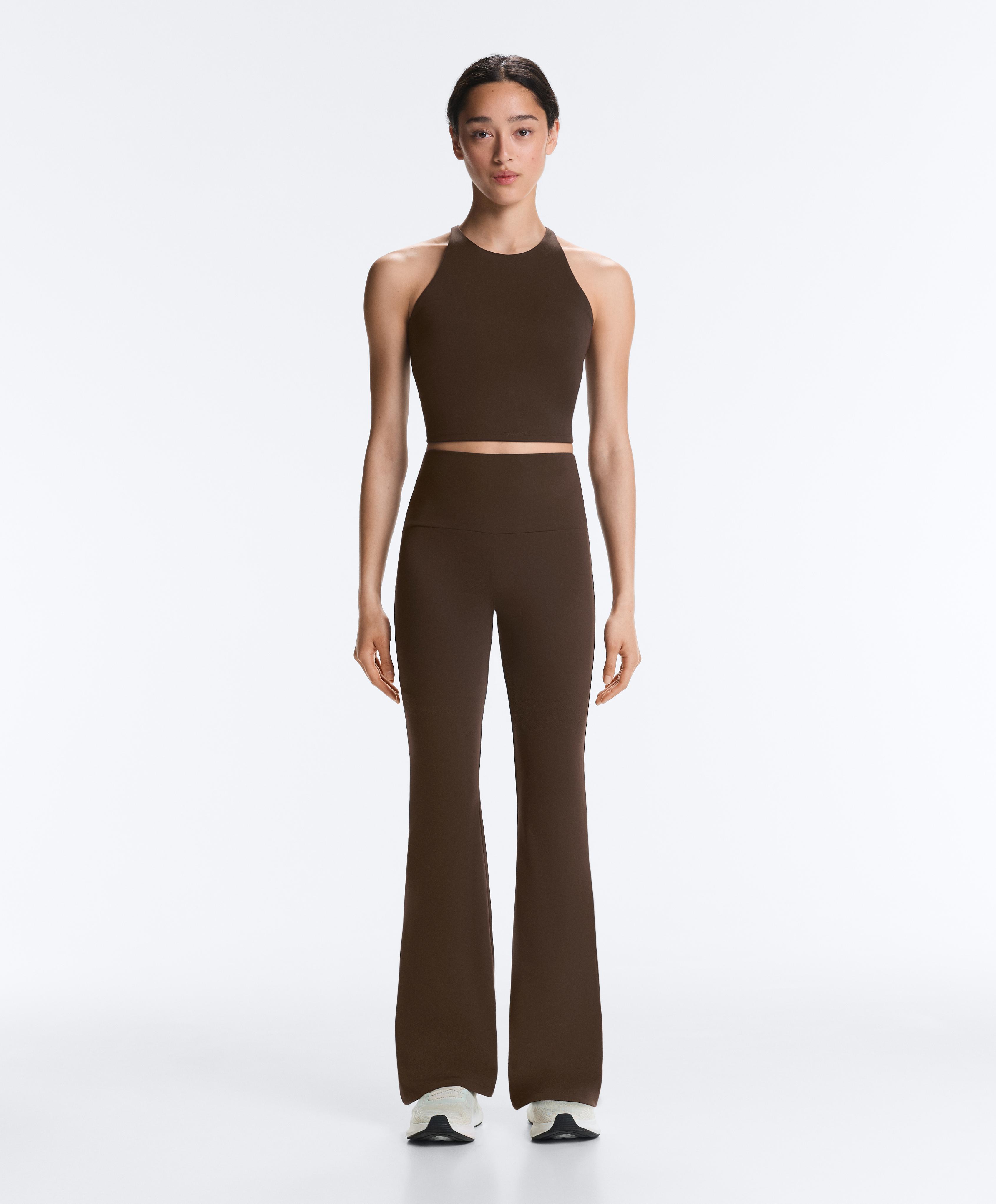 High-rise Comfortlux flare trousers — DARK BROWN