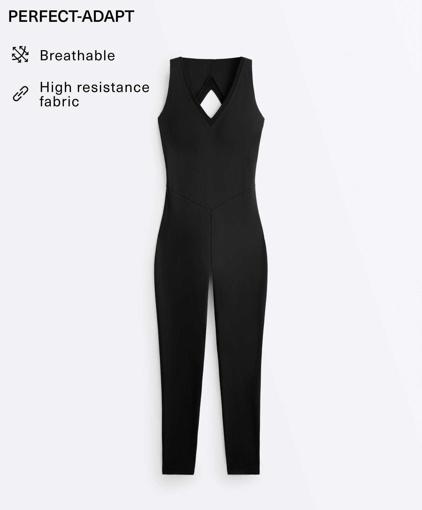 Perfect-adapt sleeveless long jumpsuit — BLACK