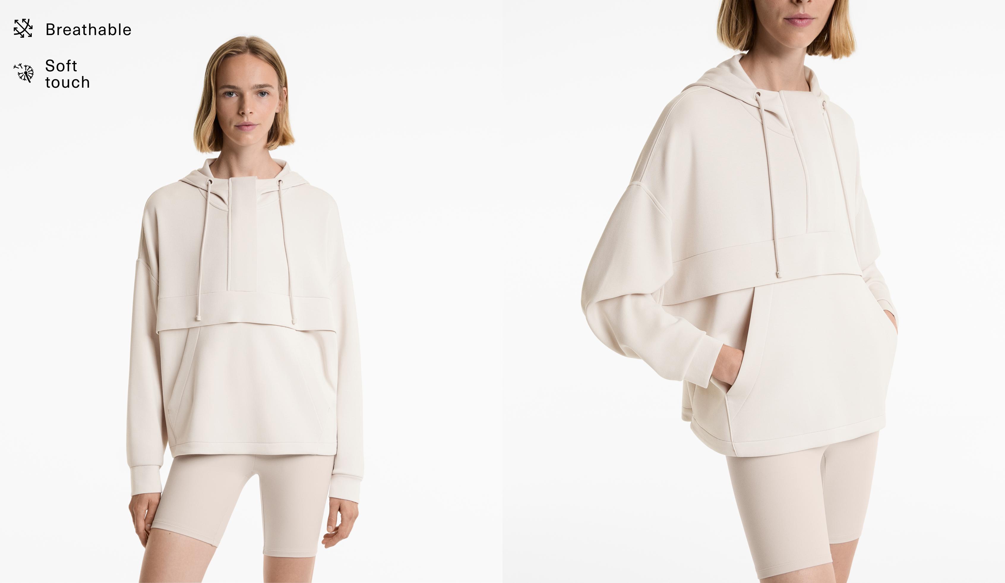 Soft-touch sweatshirt with modal and zip