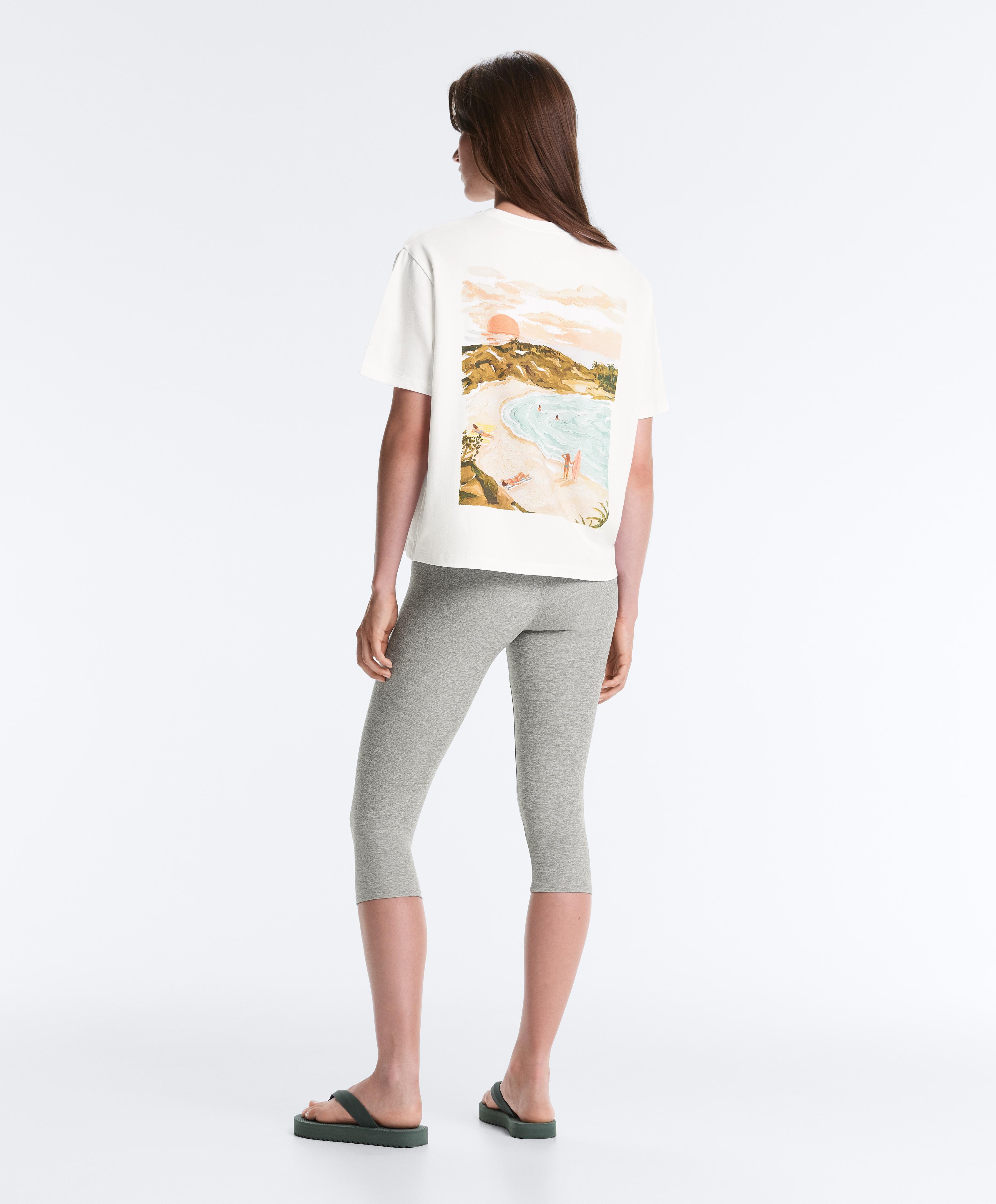 Embroidered boxy cotton blend T-shirt — WHITE