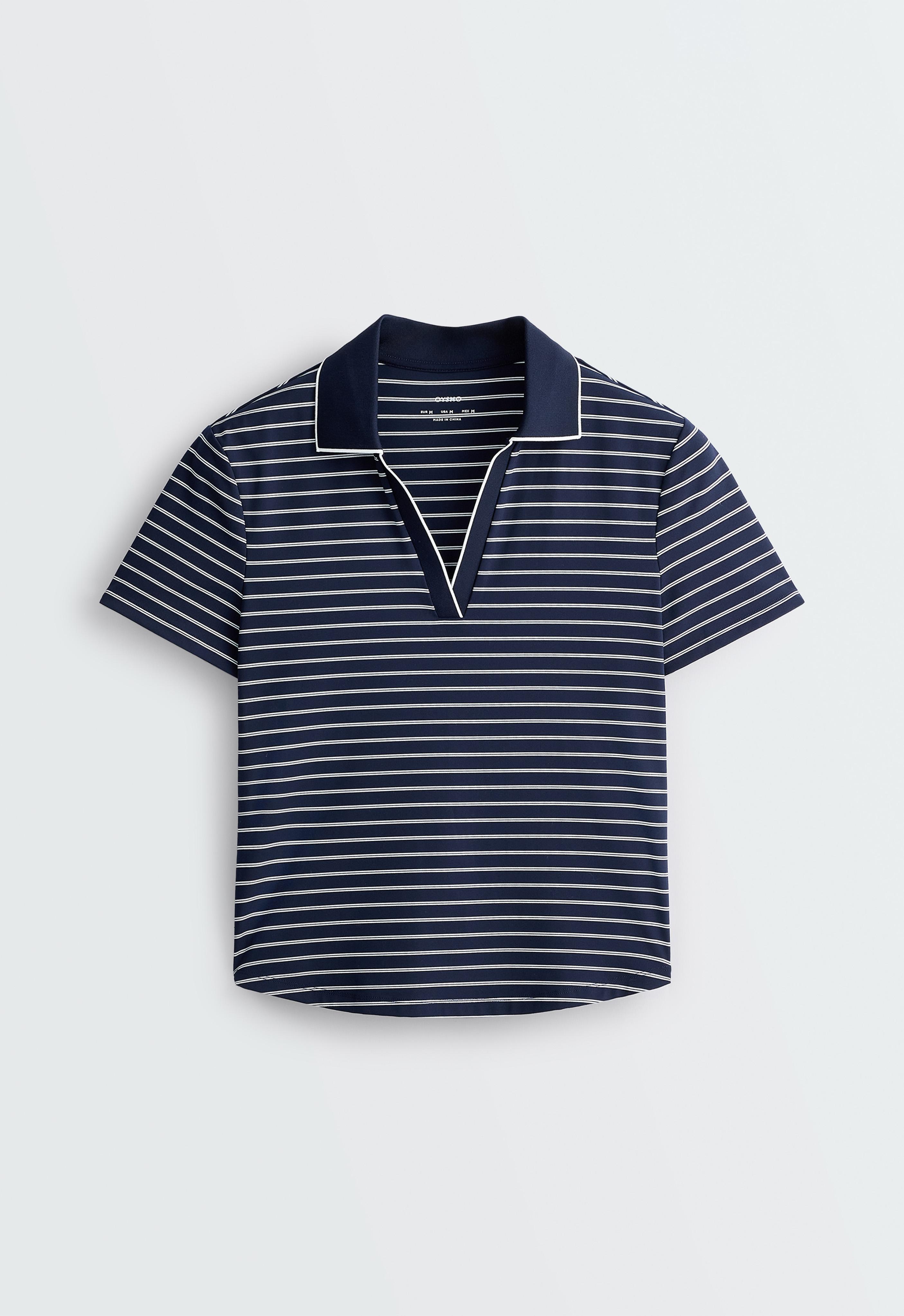 Striped Comfortlux short-sleeved polo shirt — NAVY BLUE