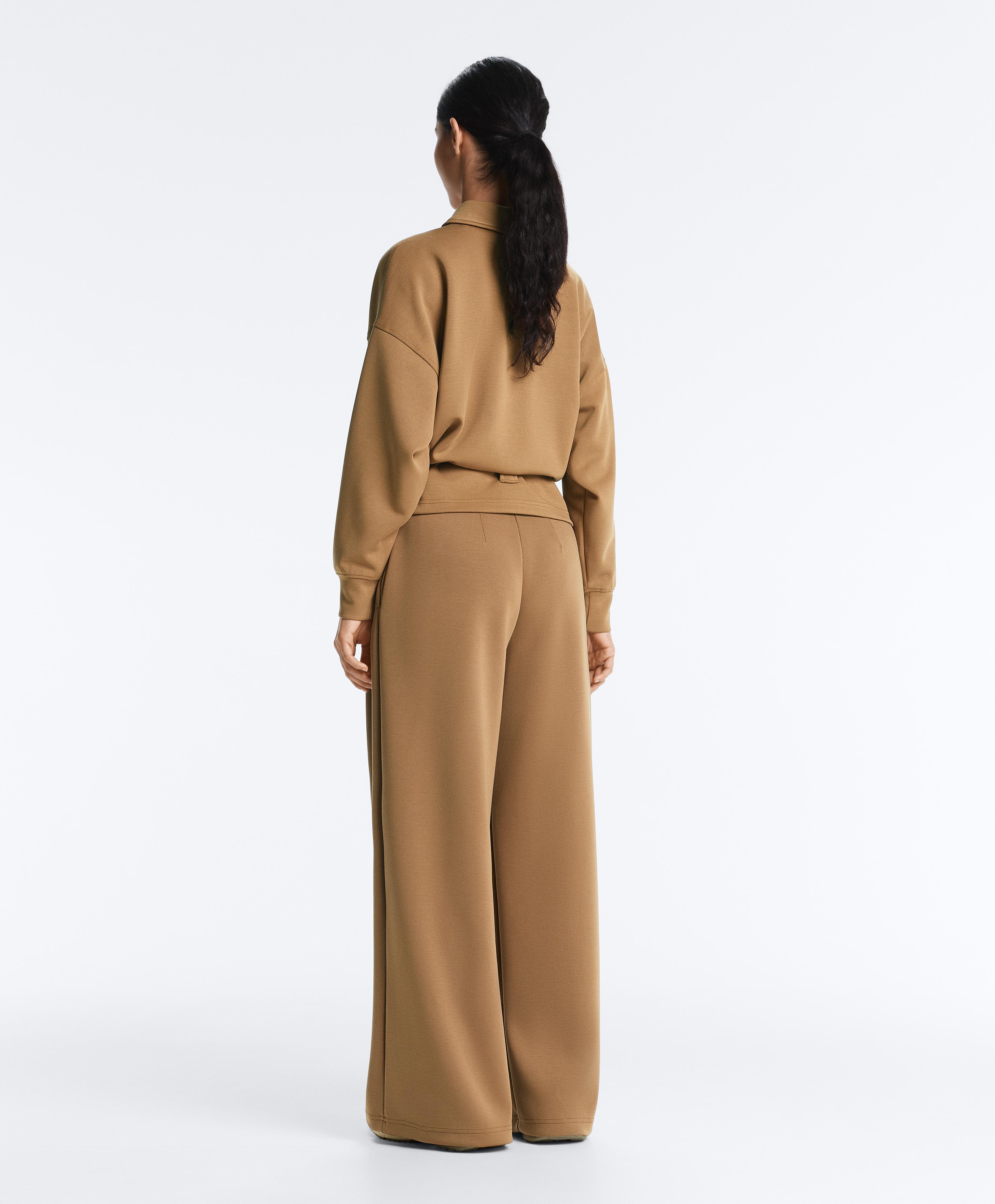 High rise twill wide-leg trousers with pleats — COPPER