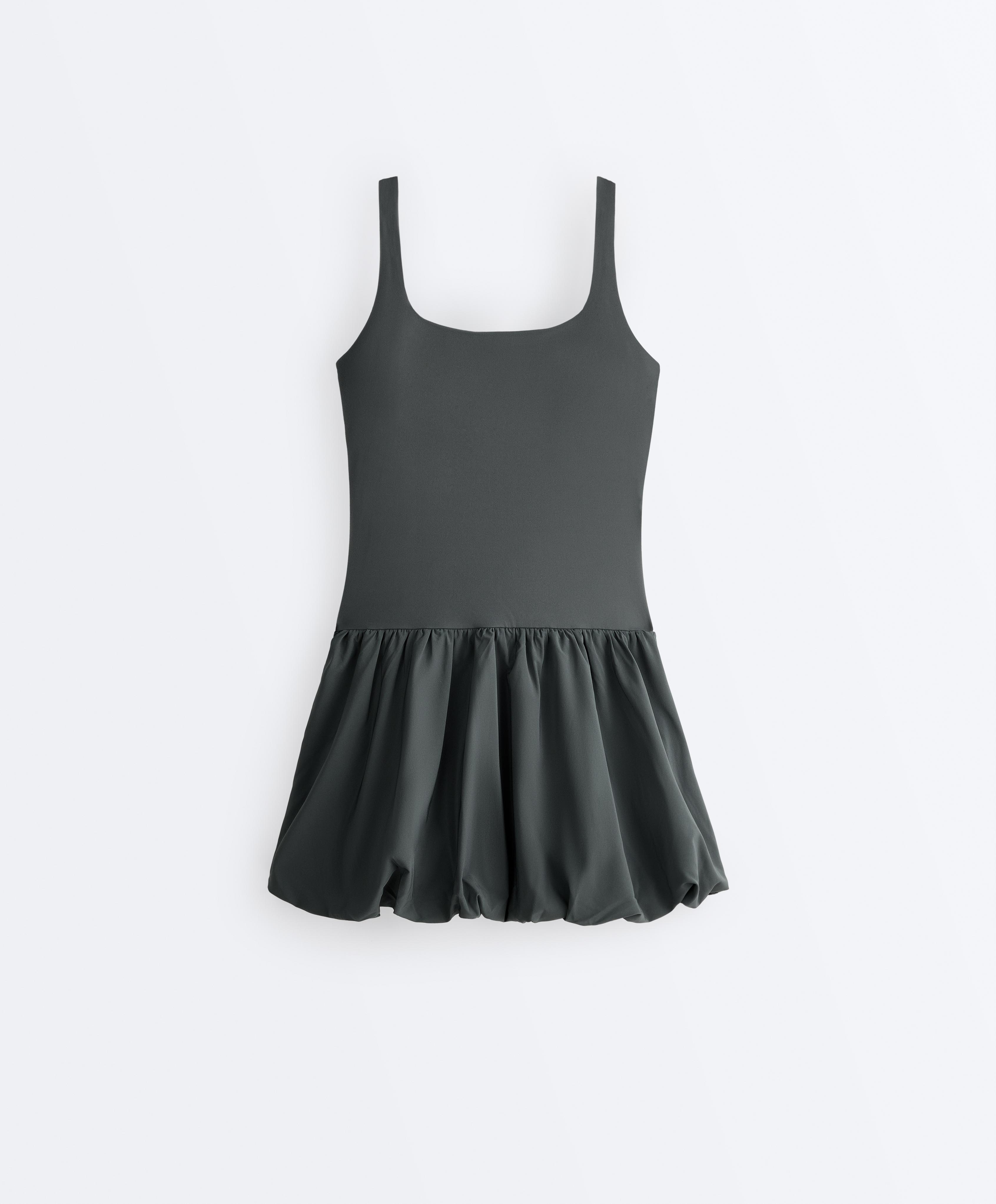 Comfortlux short balloon dress — STEEL GREY