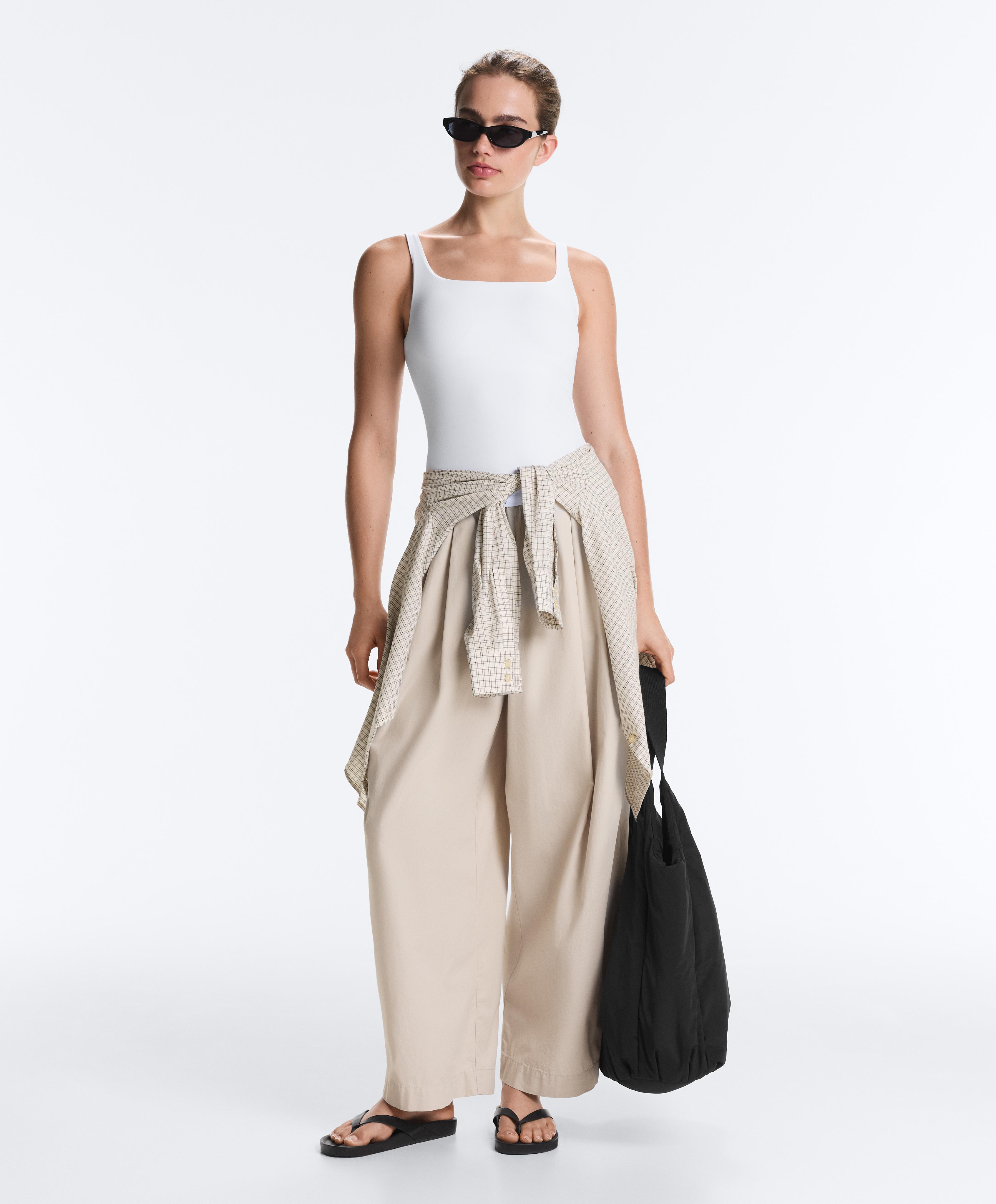 Long square neck Comfortlux tank top — WHITE