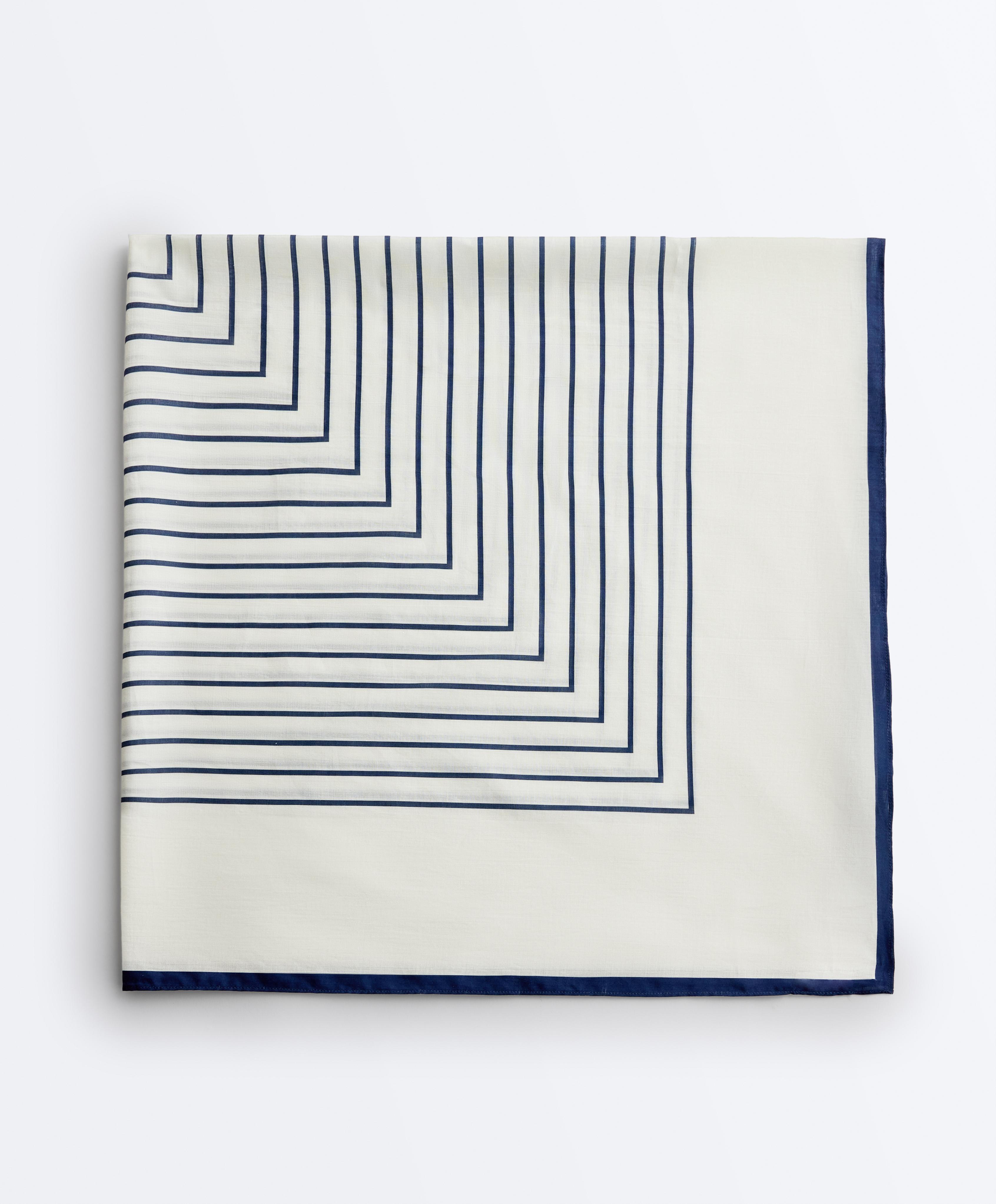 100% cotton stripe scarf — NAVY BLUE