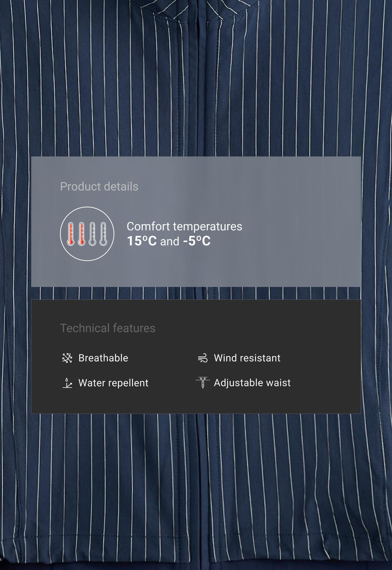 Pinstripe water-repellent technical jacket — NAVY BLUE