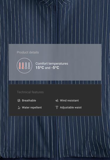 Pinstripe water-repellent technical jacket — NAVY BLUE 2