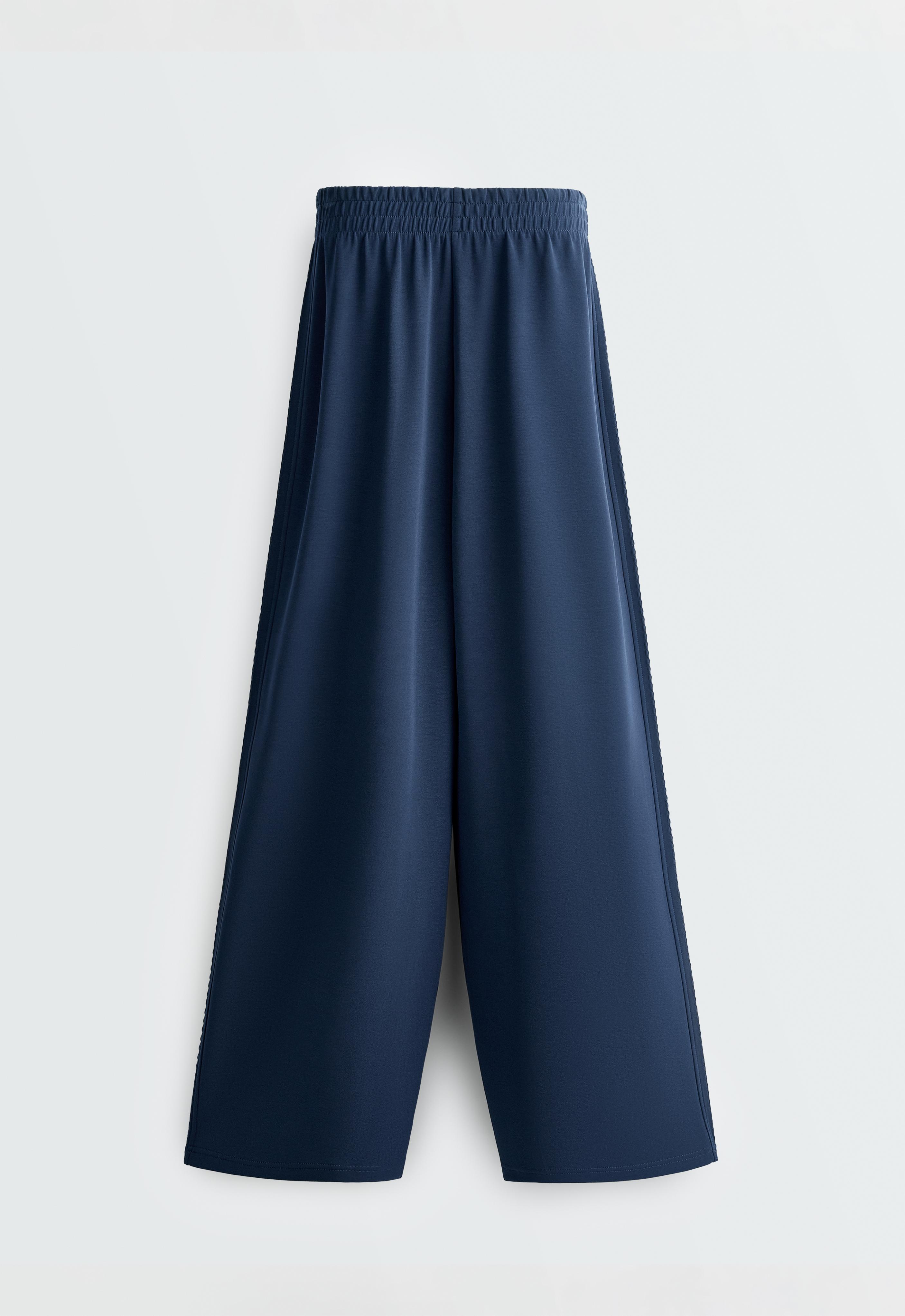 Straight-leg trousers with soft-touch modal — NAVY BLUE