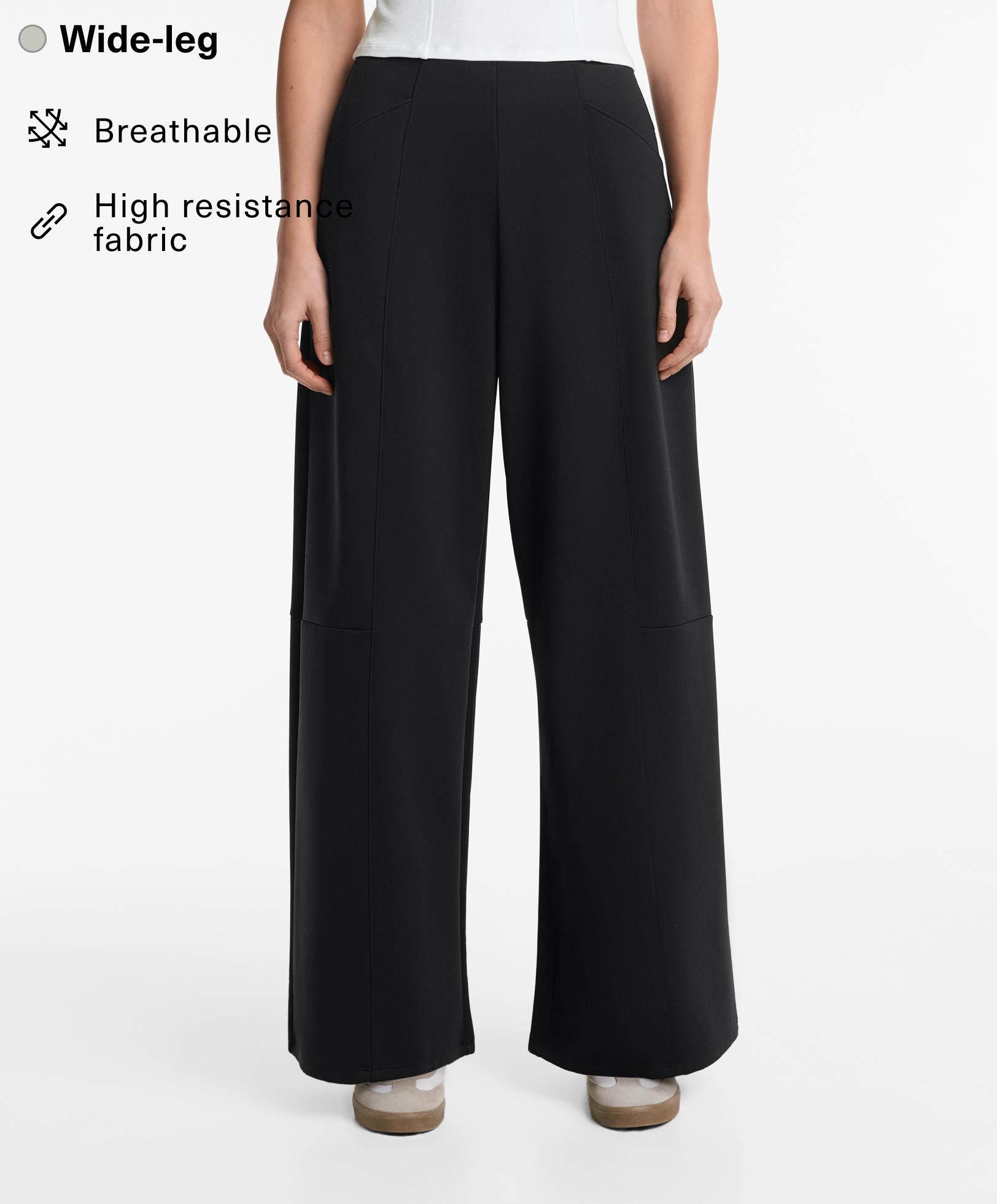 Pantalon large effet néoprène